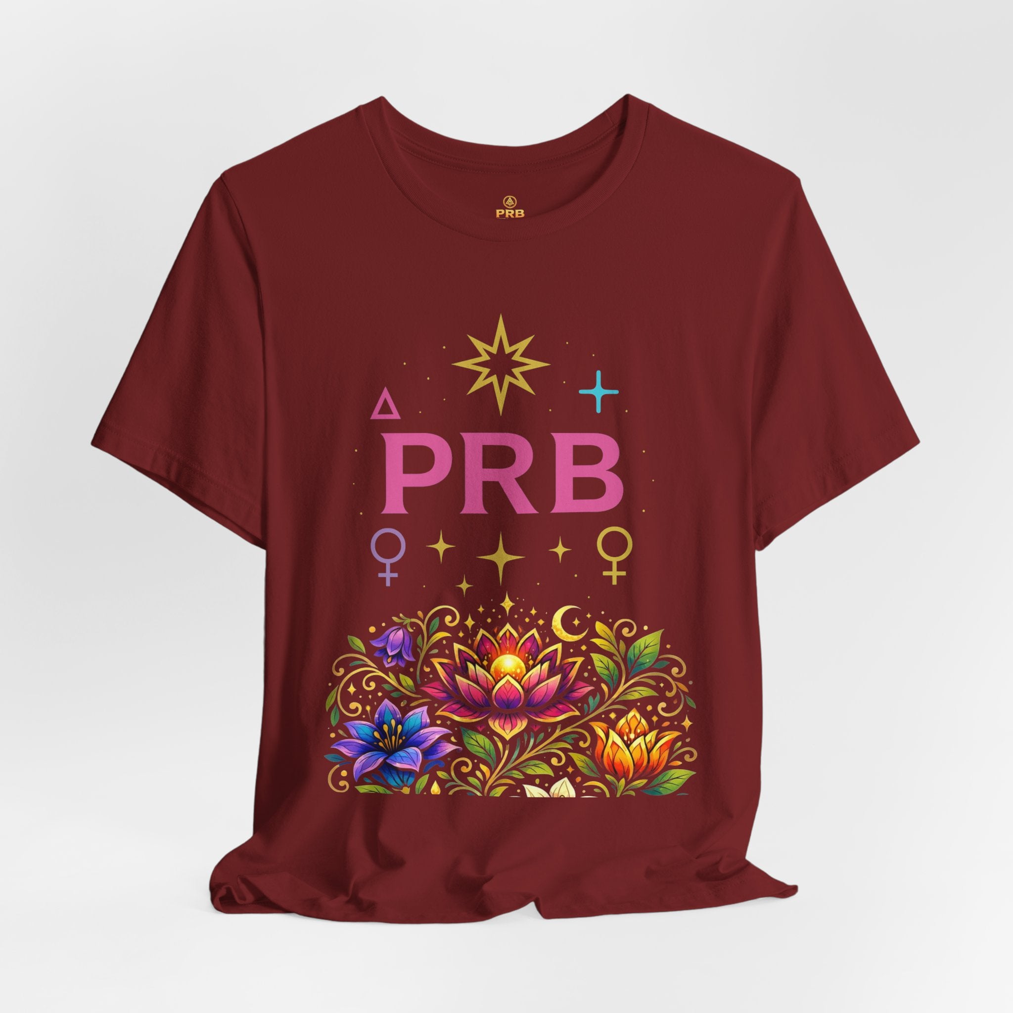 Pretty Rich Bitch The Collection by PRB Floral Lotus T‑Shirt — Colorful Spiritual Symbol Tee by Power Runs Black