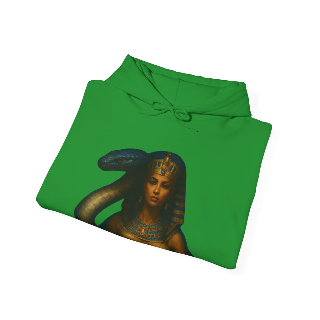 PRB Egyptian Goddess Portrait Hoodie | Serpent Headdress, Ancient Queen Art by Printify