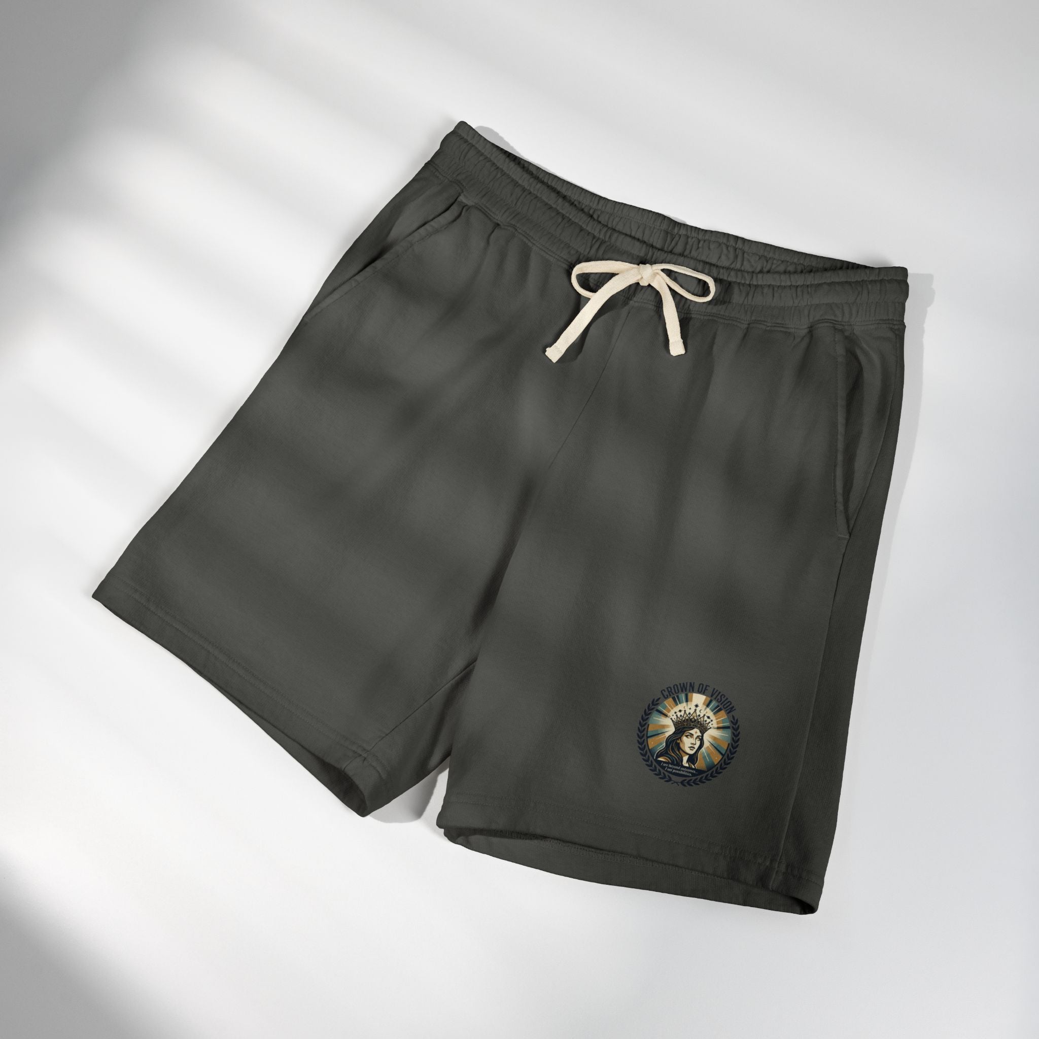 Power Runs Black Astra Star Graphic Sweat Shorts — Lightweight Fleece Lounge Shorts by Power Runs Black