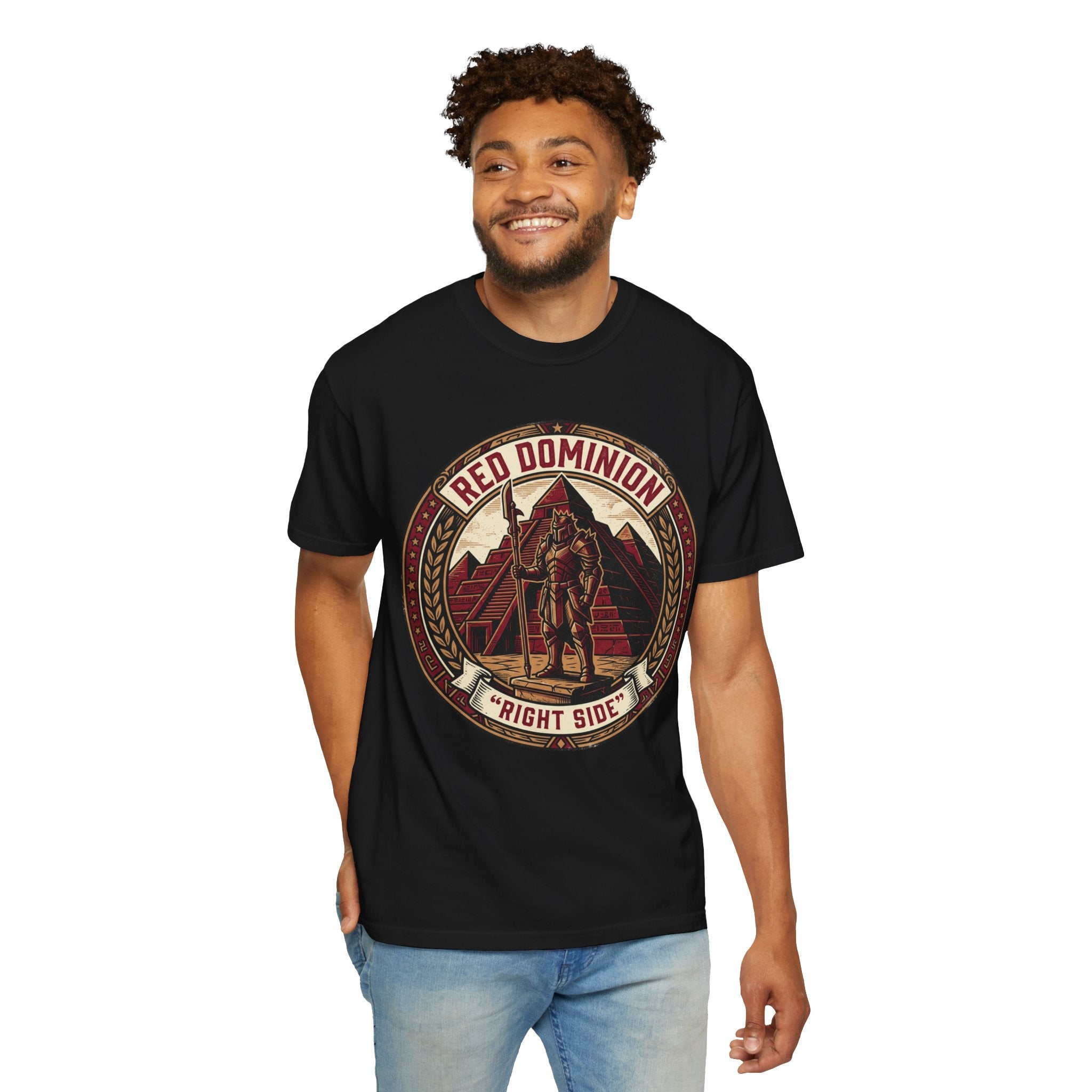 Power Runs Black PRB Red Dominion 'Right Side' Graphic T-Shirt by Printify