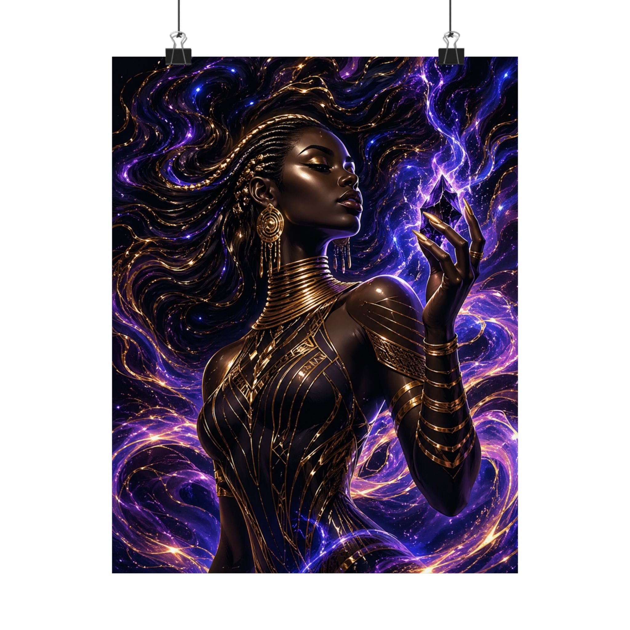 Power Runs Black Cosmic Goddess Matte Poster by Power Runs Black