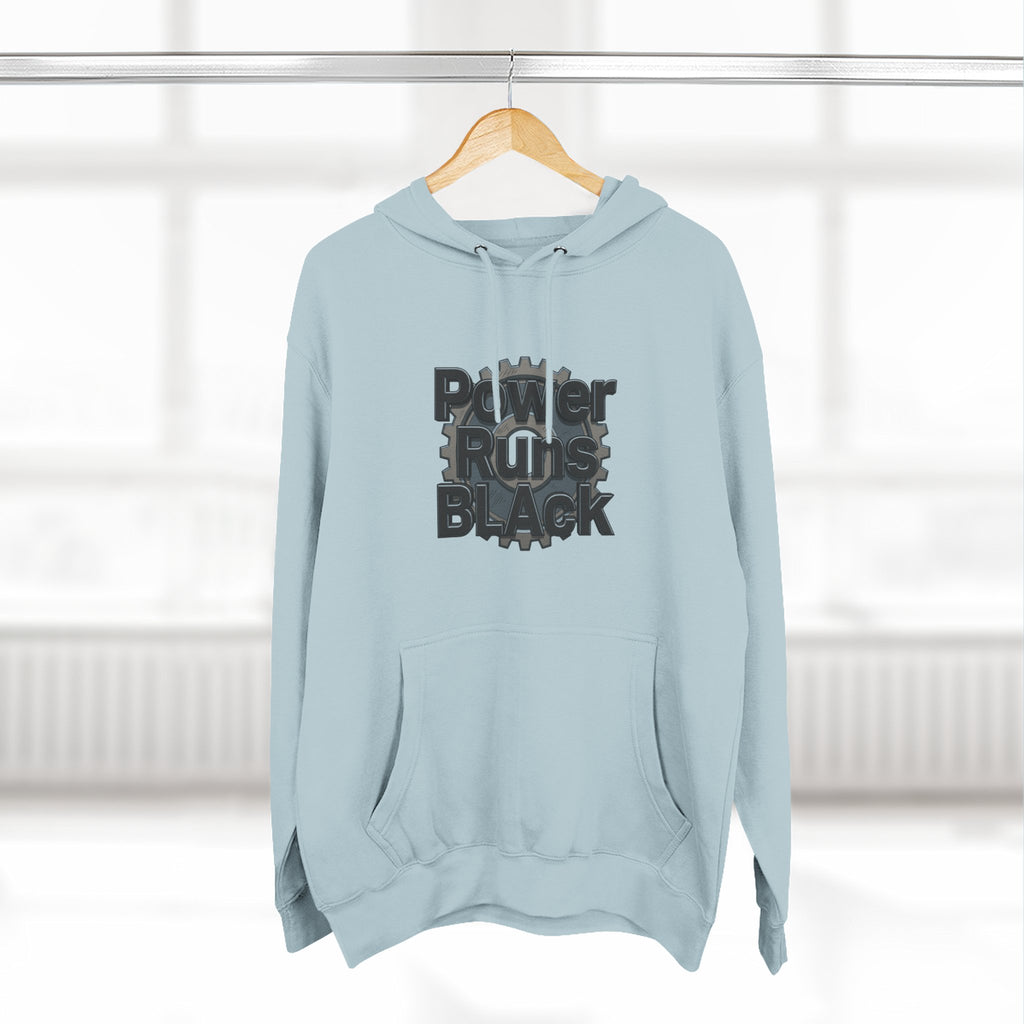 PRB Built of Power Graphic Hoodie — ‘Power Runs Black’ Industrial Mech Design by Power Runs Black