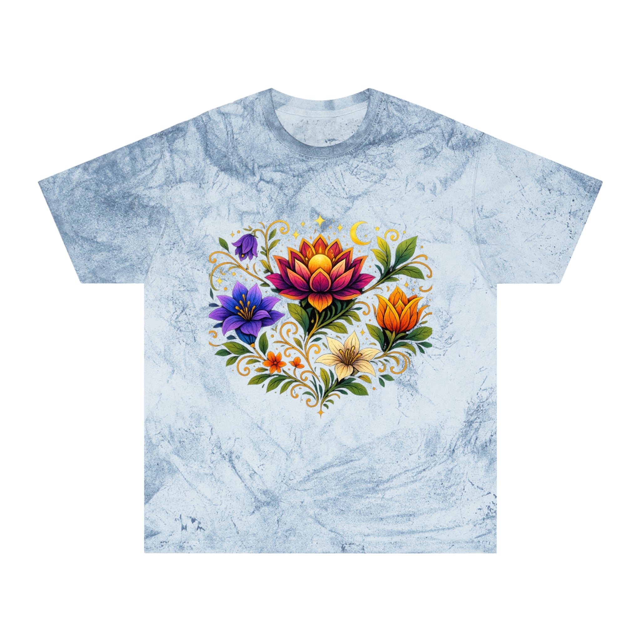 Pretty Rich Bitch by PRB Vibrant Lotus Bouquet T-Shirt | Floral Watercolor Bloom Tee by Power Runs Black