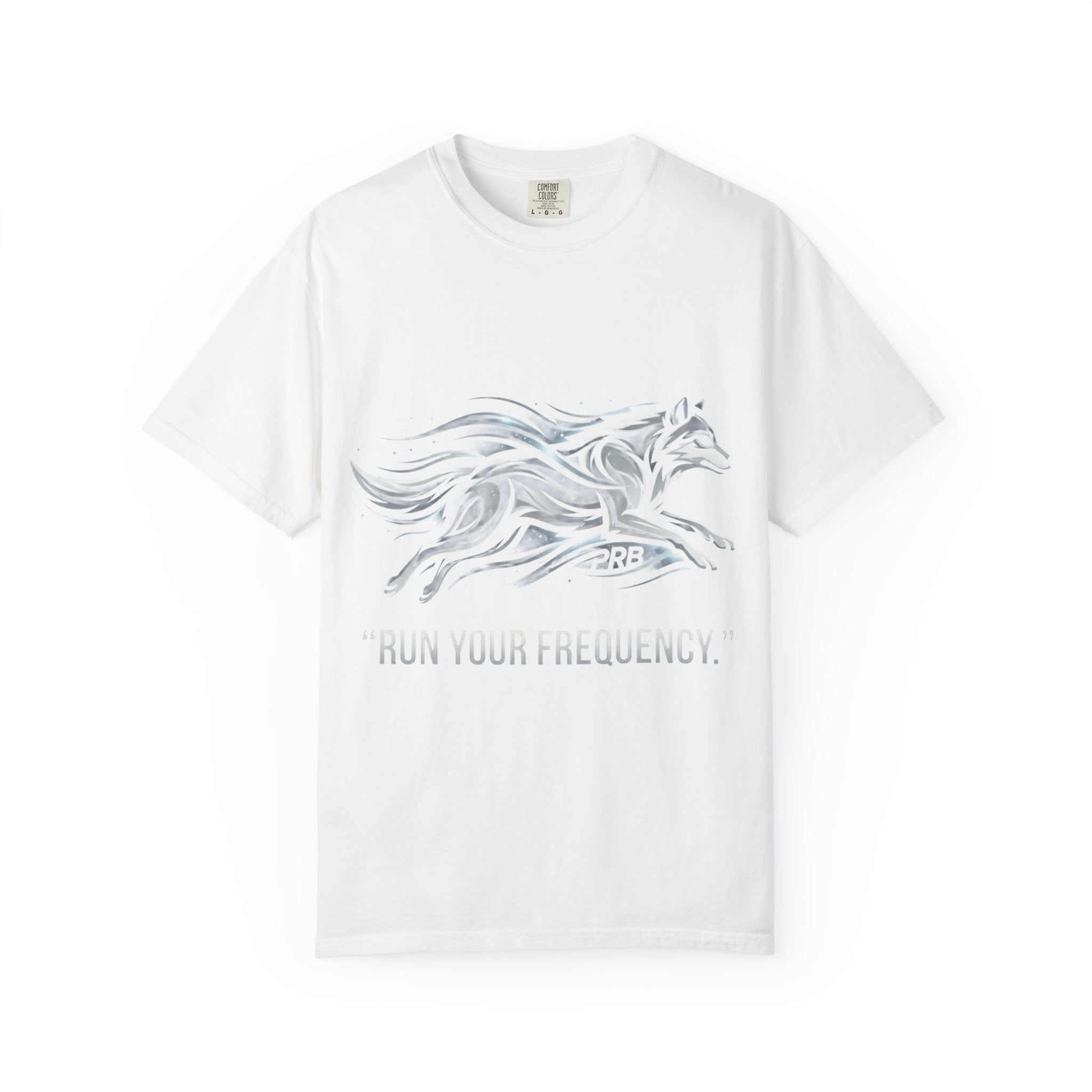 Wolf Graphic T-Shirt — 'Run Your Frequency' Motivational Tee by Printify
