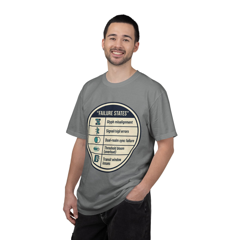 Power Runs Black PRB Failure States T-Shirt — Sci‑Fi Status Badge Graphic Tee by Printify