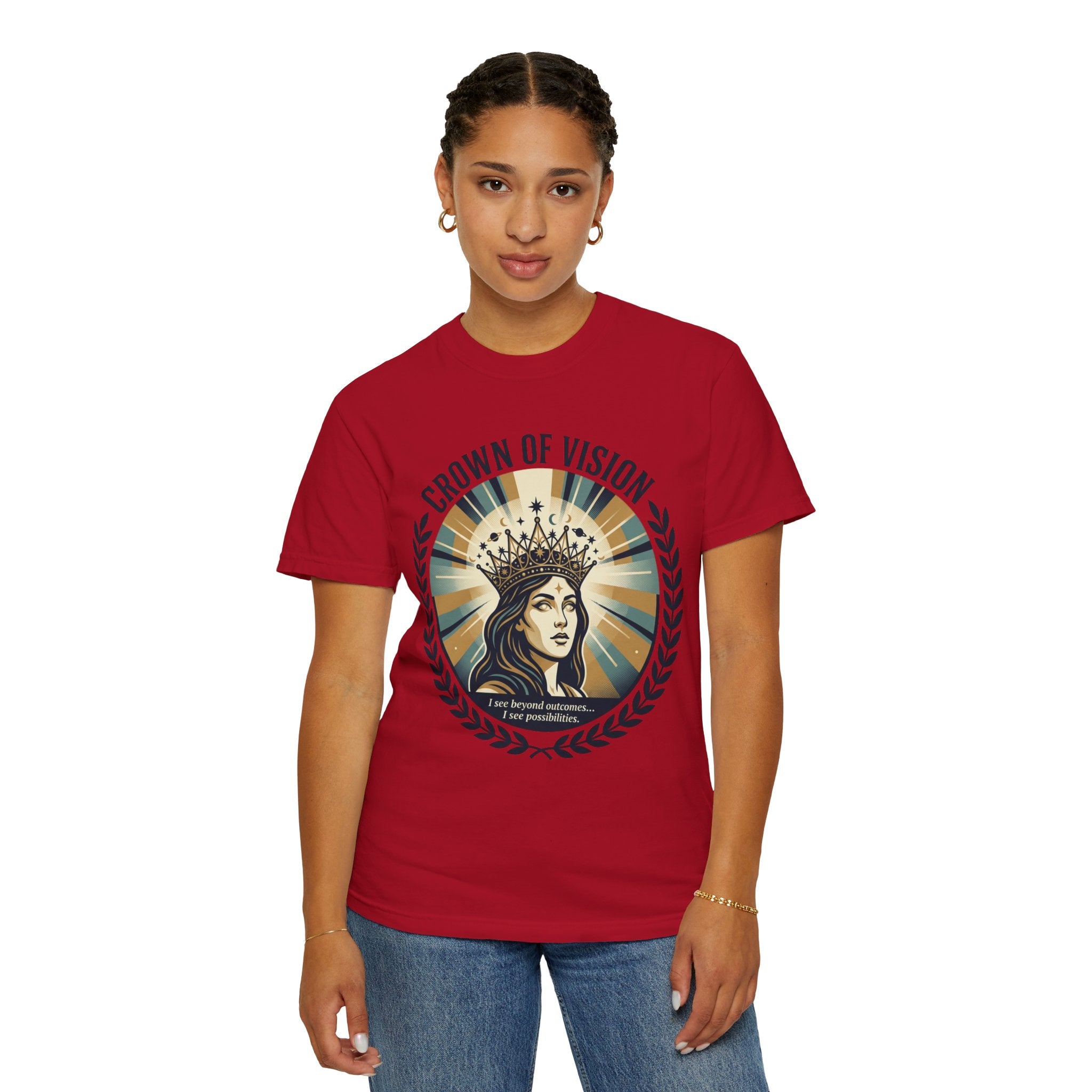 Power Runs Black Crown of Vision T-Shirt — Vintage Inspirational Graphic Tee by Printify