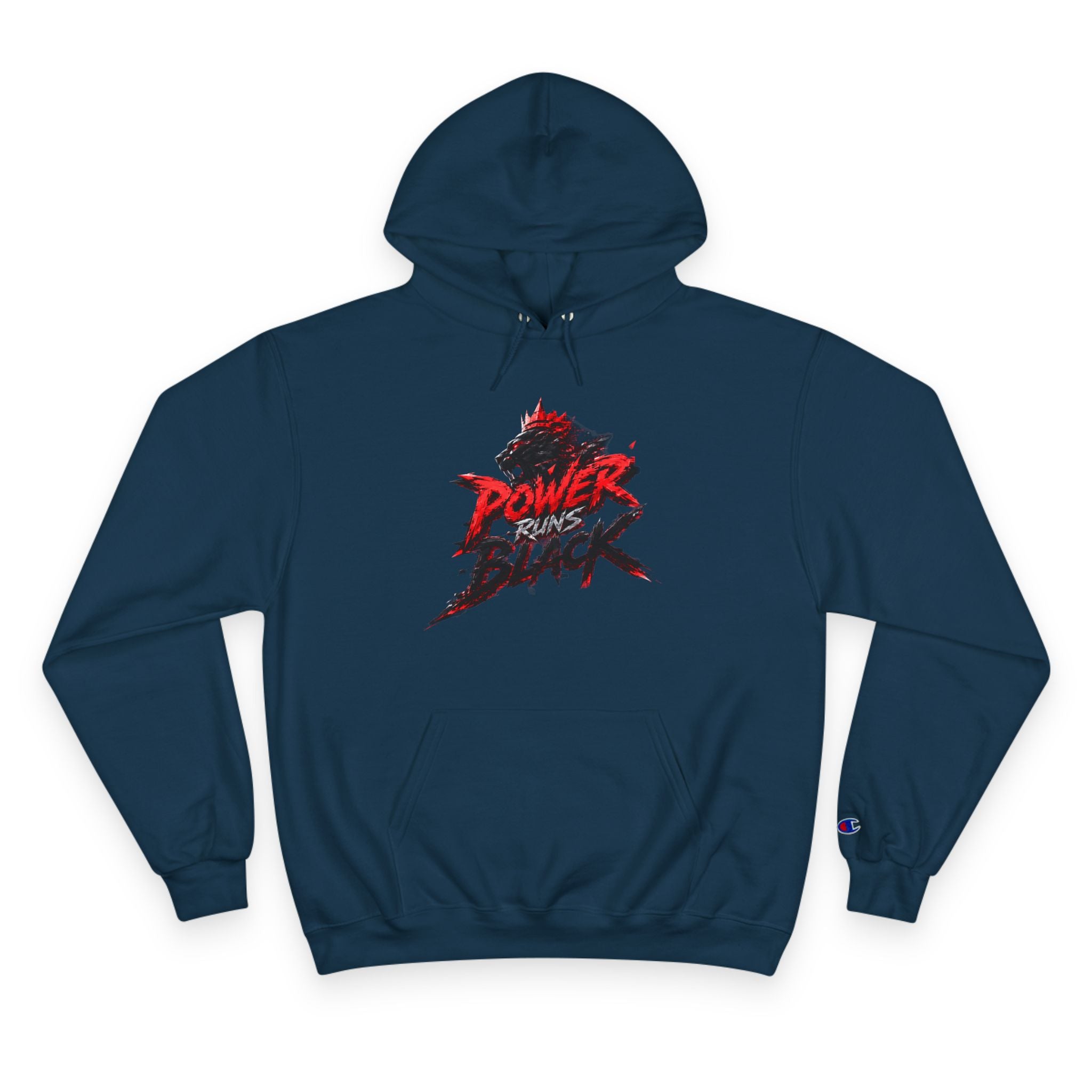 Power Runs Black logo hoodie | Flame crest design by Power Runs Black