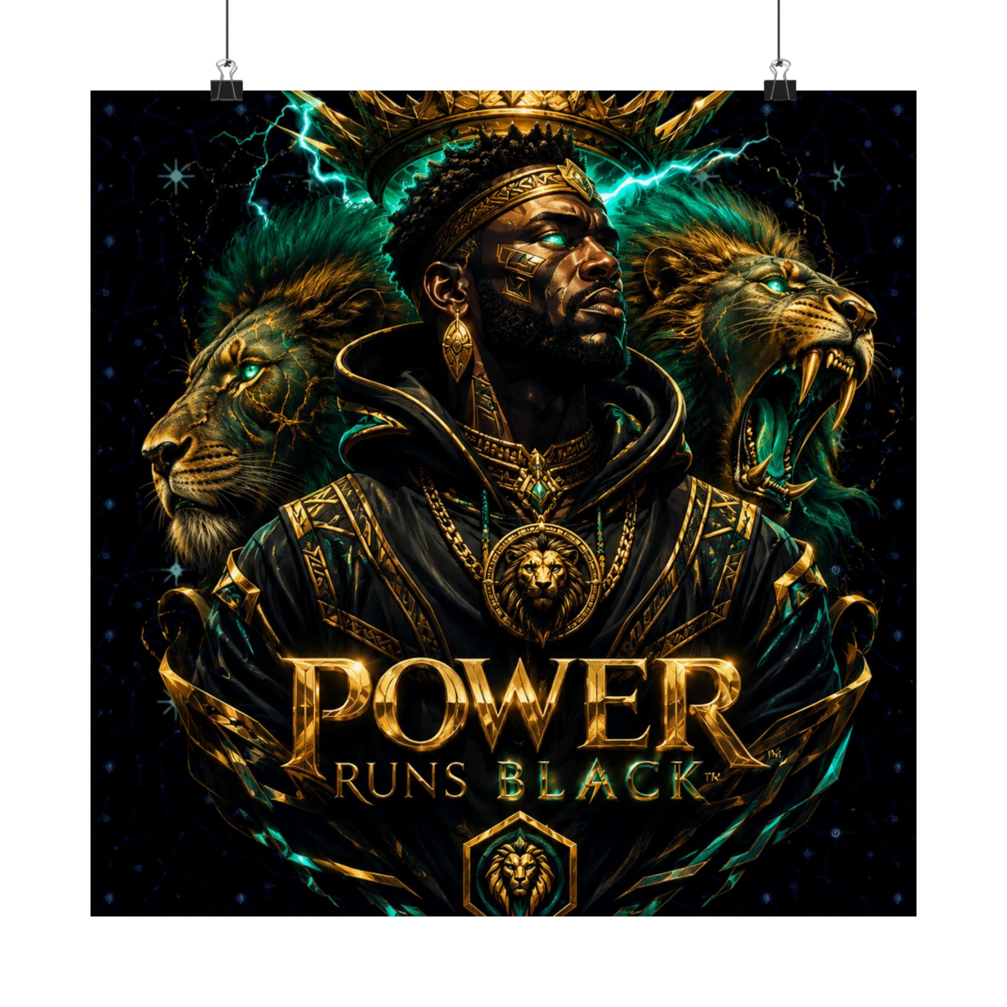 Power Runs Black Poster — Regal Black King Art Matte Vertical Print by Power Runs Black