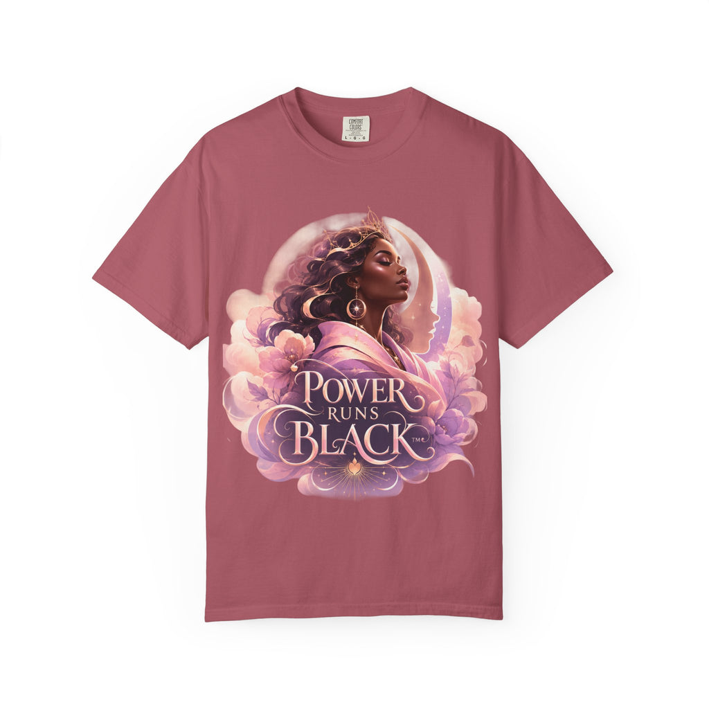 Power Runs Black graphic tee | Black woman portrait, Afro empowerment shirt by Power Runs Black