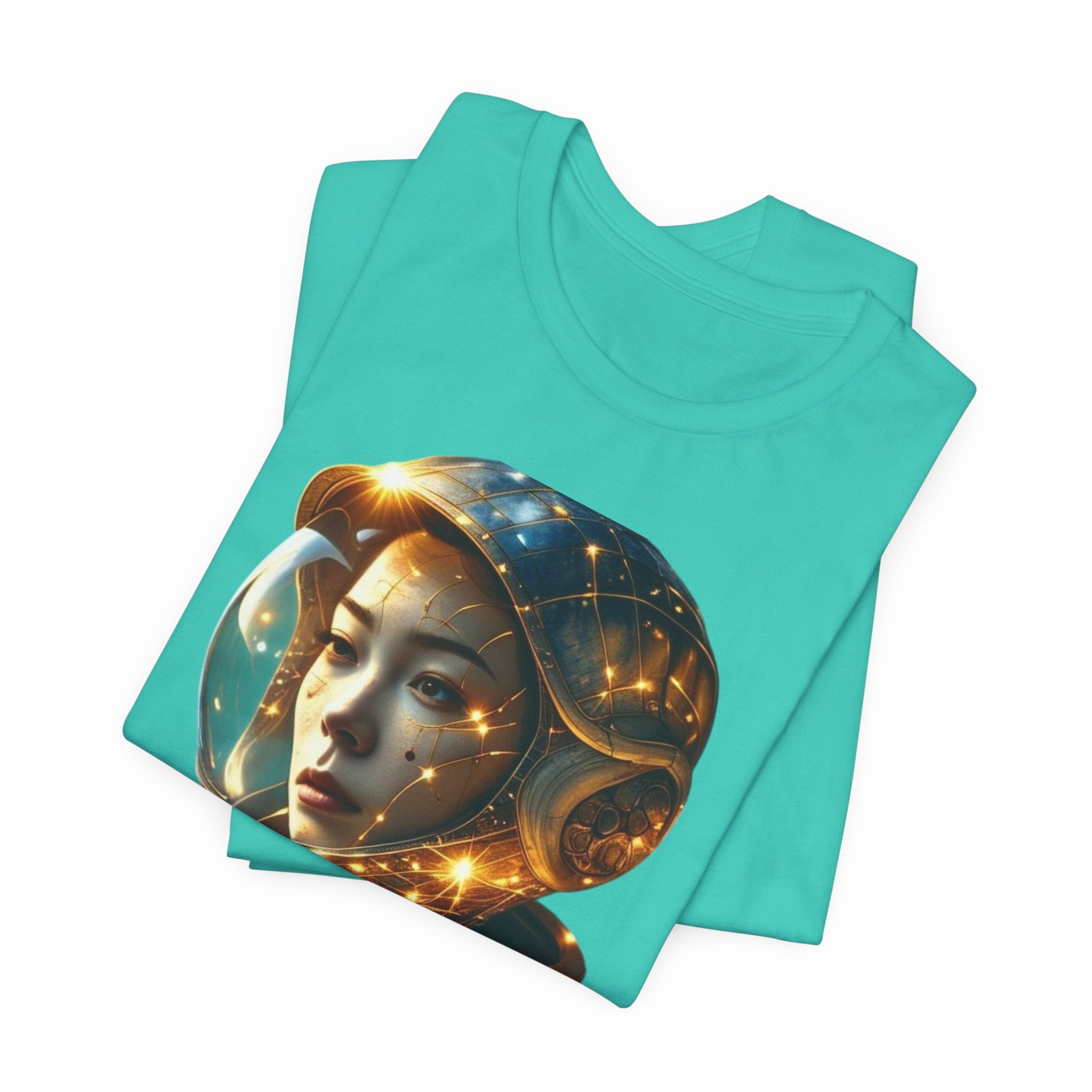 PRB Astronaut Portrait Tee — Starry Cosmic Helmet Graphic T-Shirt by Power Runs Black