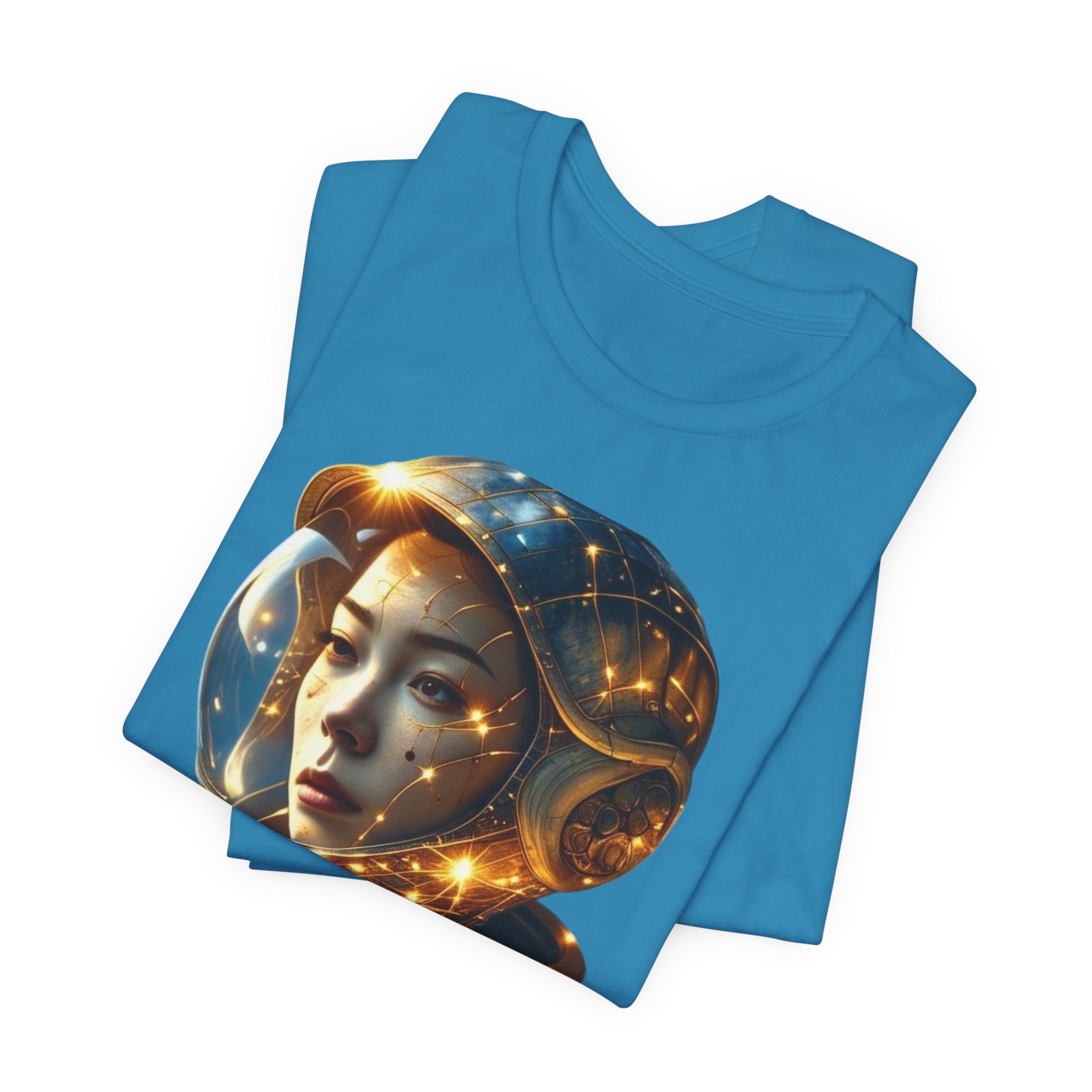 PRB Astronaut Portrait Tee — Starry Cosmic Helmet Graphic T-Shirt by Power Runs Black