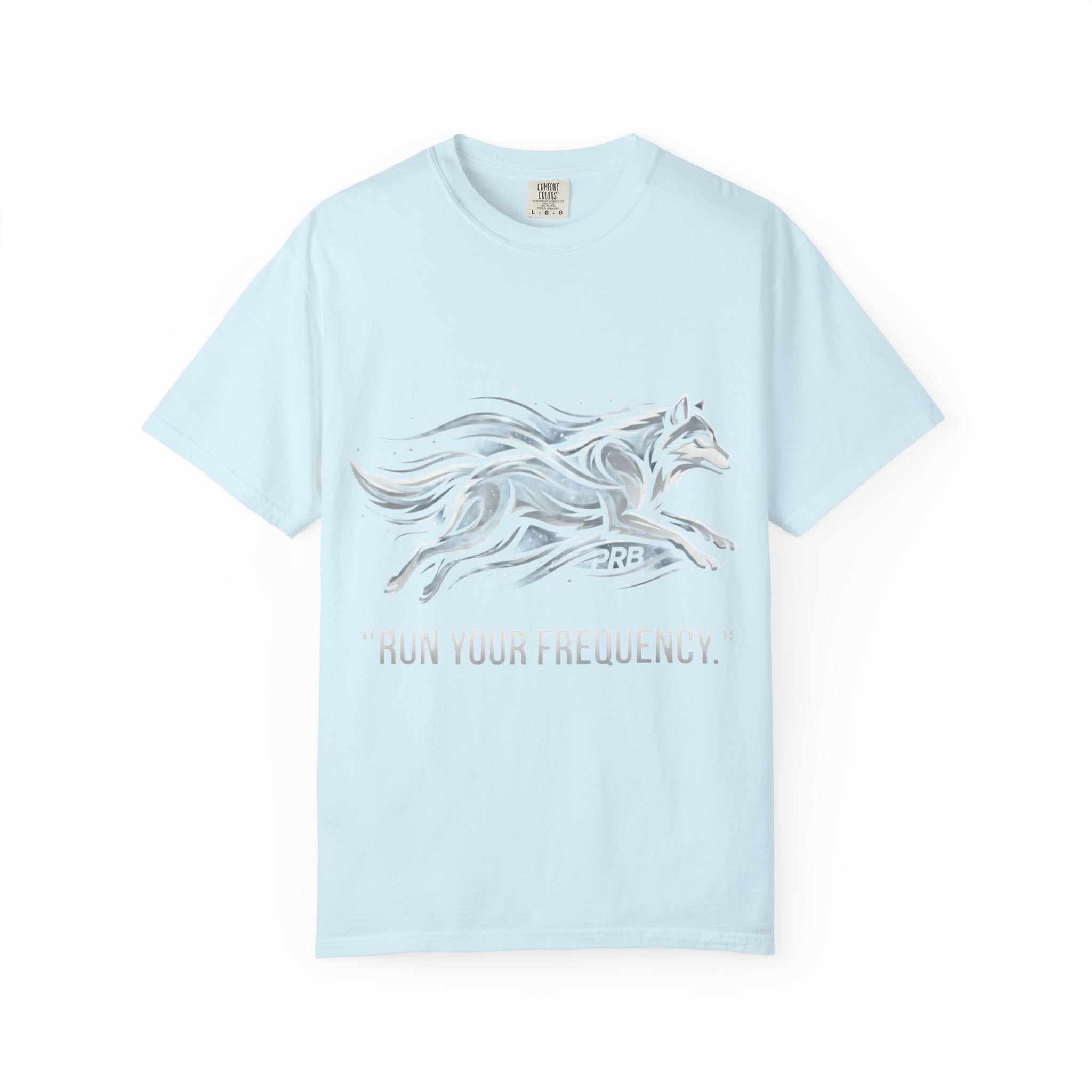 Wolf Graphic T-Shirt — 'Run Your Frequency' Motivational Tee by Printify