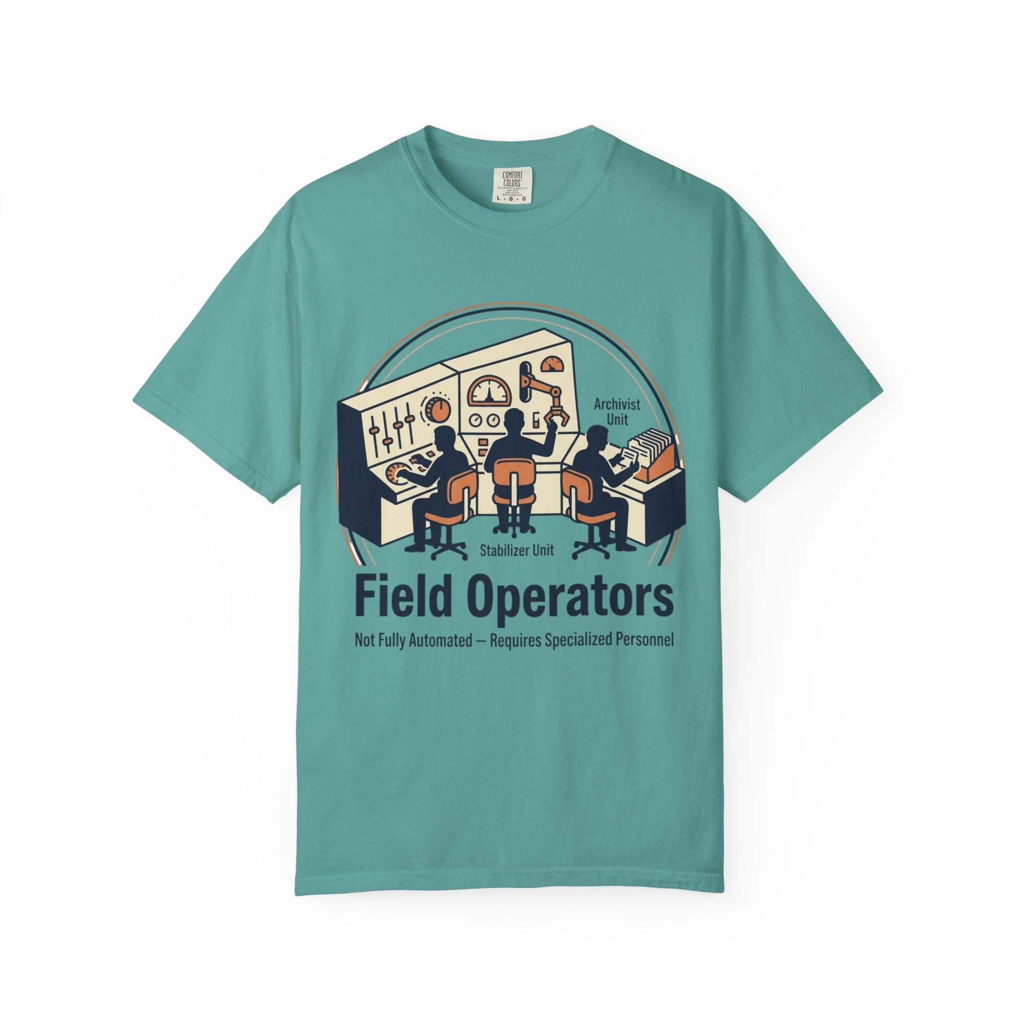 Power Runs Black PRB Field Operators T-Shirt — "Field Operators: Not Fully Automated — Requires Specialized Personnel" by Power Runs Black