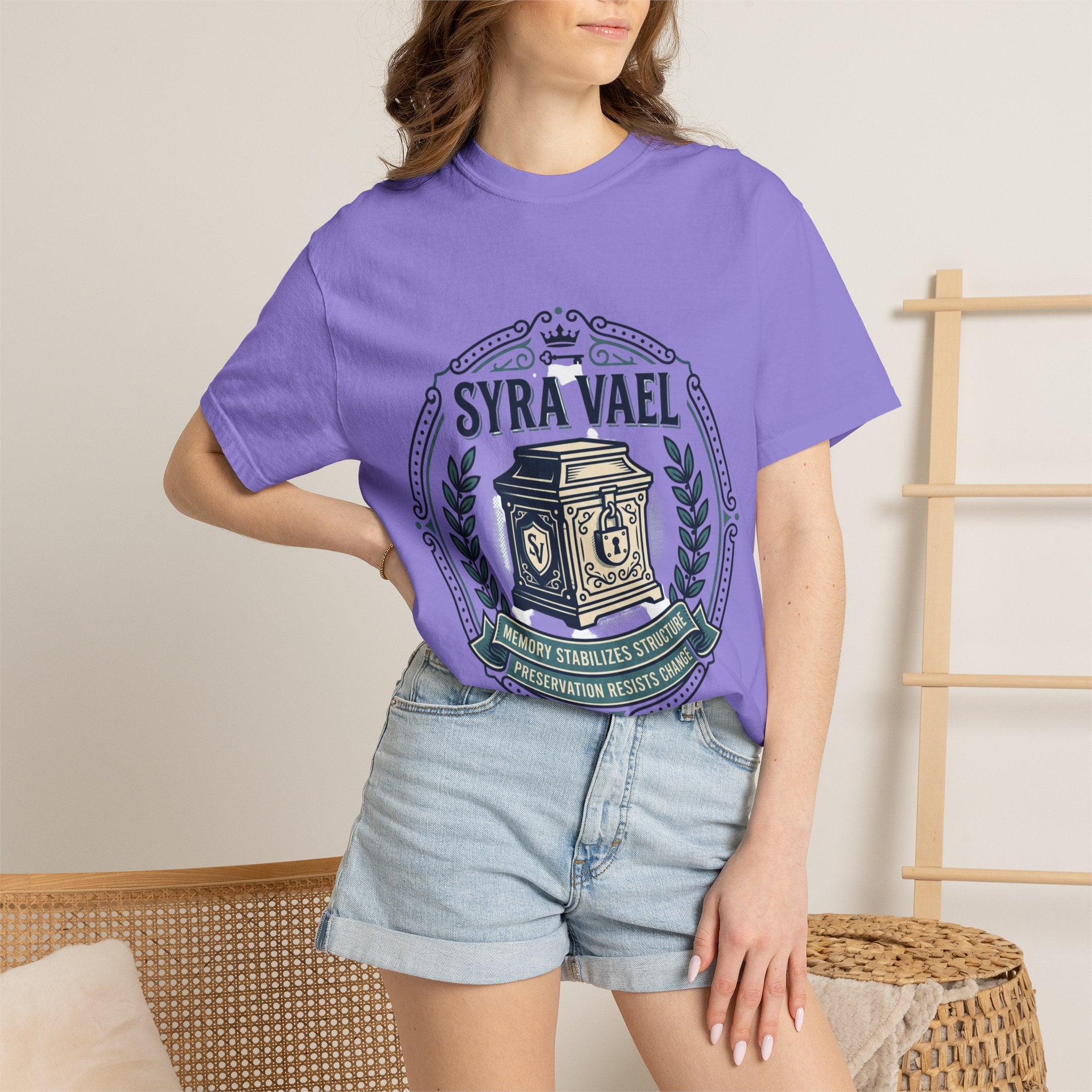 Power Runs Black PRB — Syra Vael Vintage Crest Tee by Power Runs Black