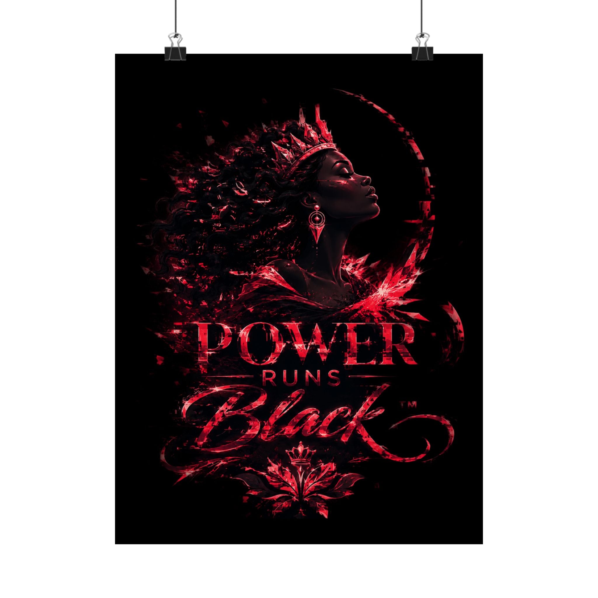 Power Runs Black Matte Poster — Afrocentric Inspirational Wall Art by Power Runs Black