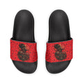 Power Runs Black Removable-Strap Sandals - Red Floral Pattern Slide Sandals for Women by Power Runs Black