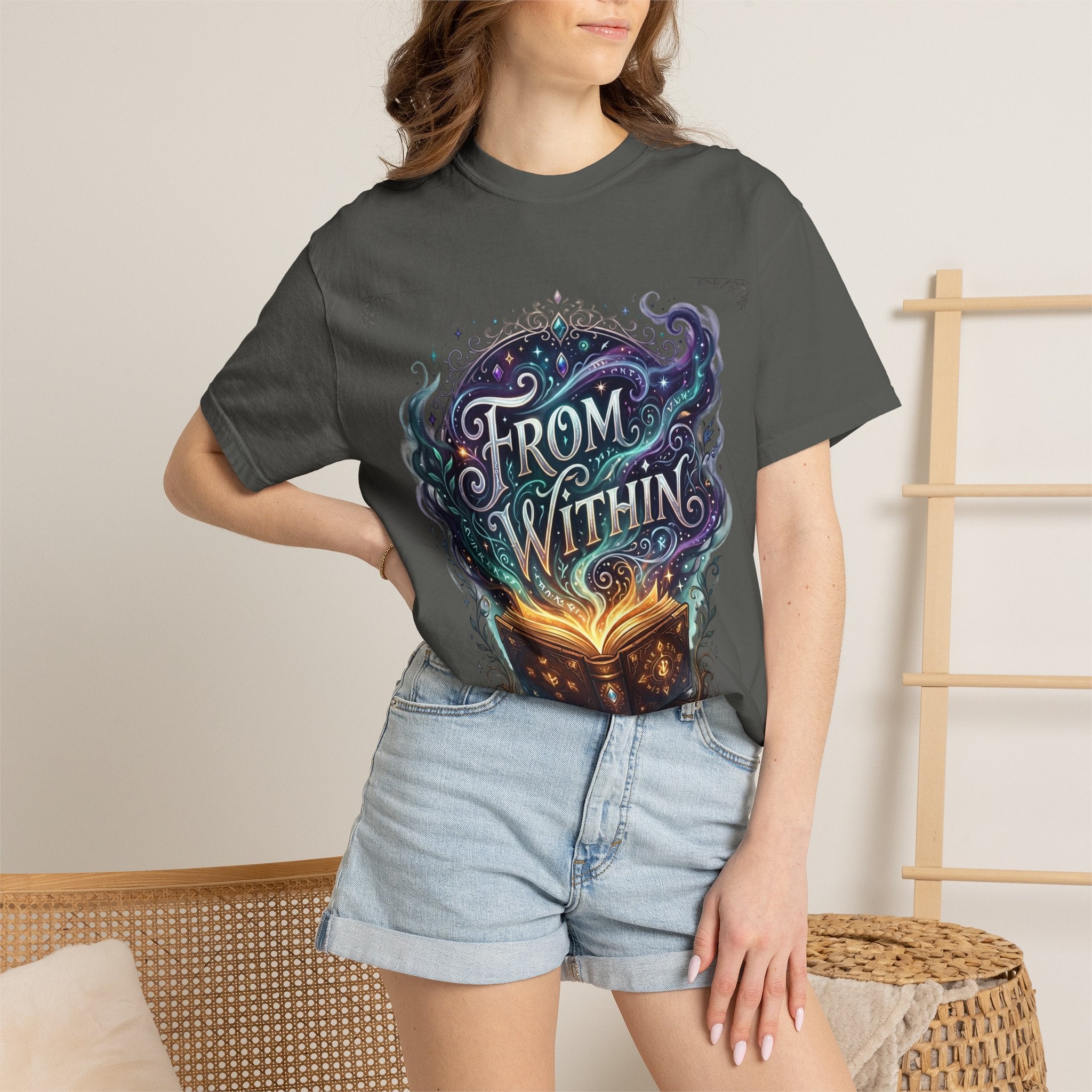 PRB From Within Magic Book T-Shirt — Fantasy Illustrated Graphic Tee by Power Runs Black