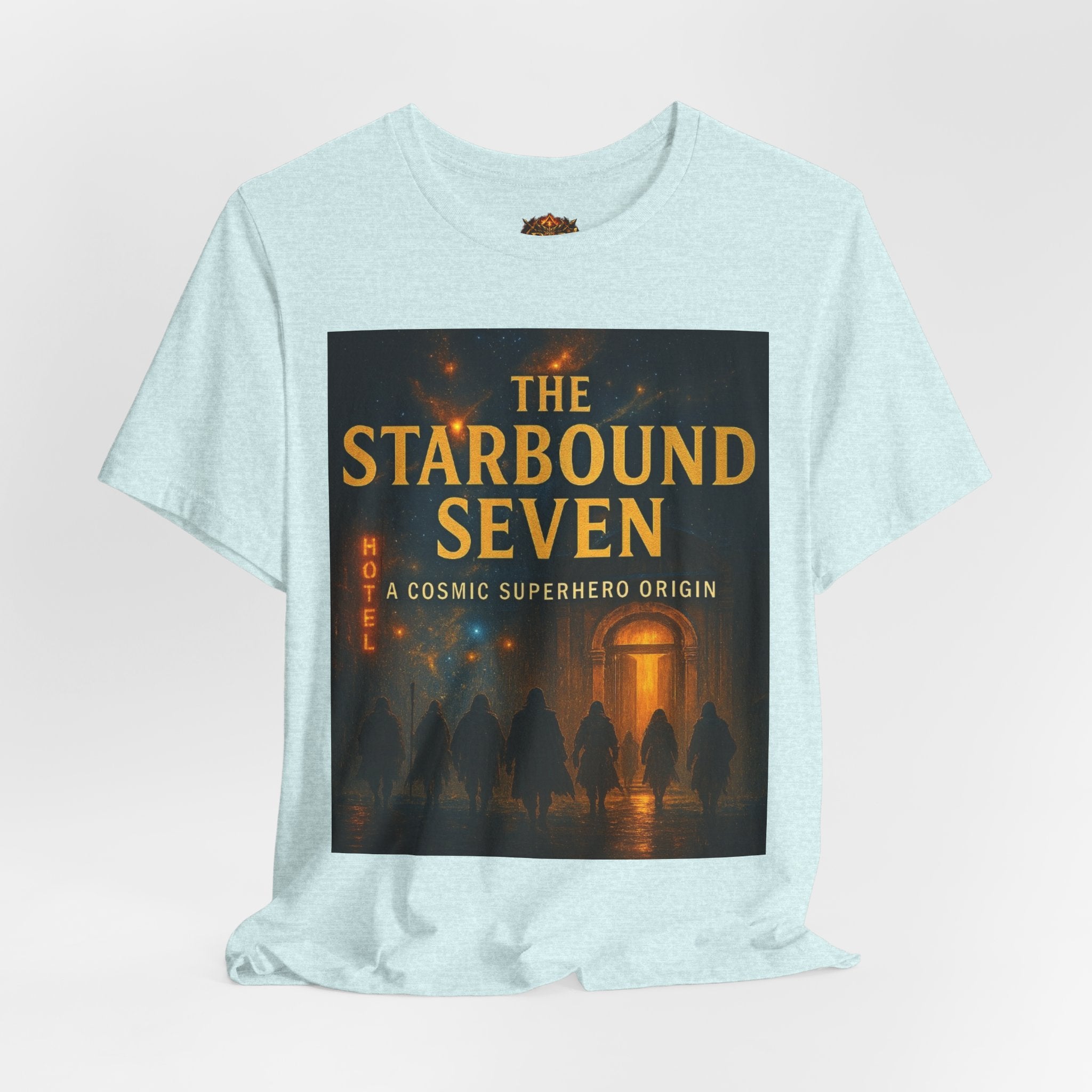 Power Runs Black PRB The Starbound Seven Tee – Retro Cosmic Superhero Poster Shirt by Power Runs Black