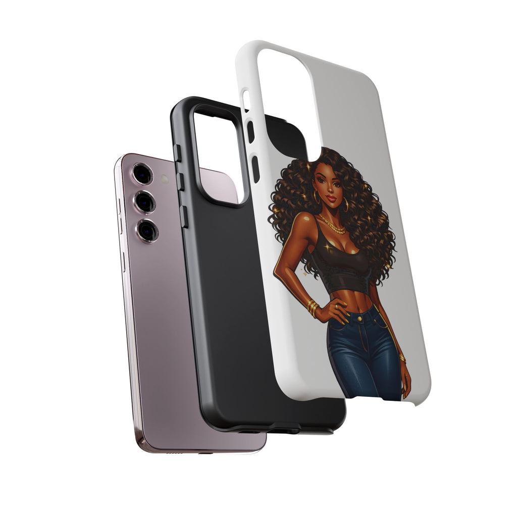 Pretty Rich Bitch by PRB Curly Hair Phone Case by Power Runs Black
