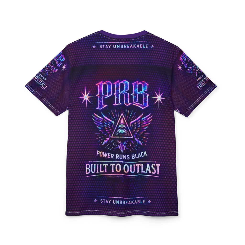 PRB Built to Outlast PRB Graphic Tee — Power Runs Black All-Over Print by Printify