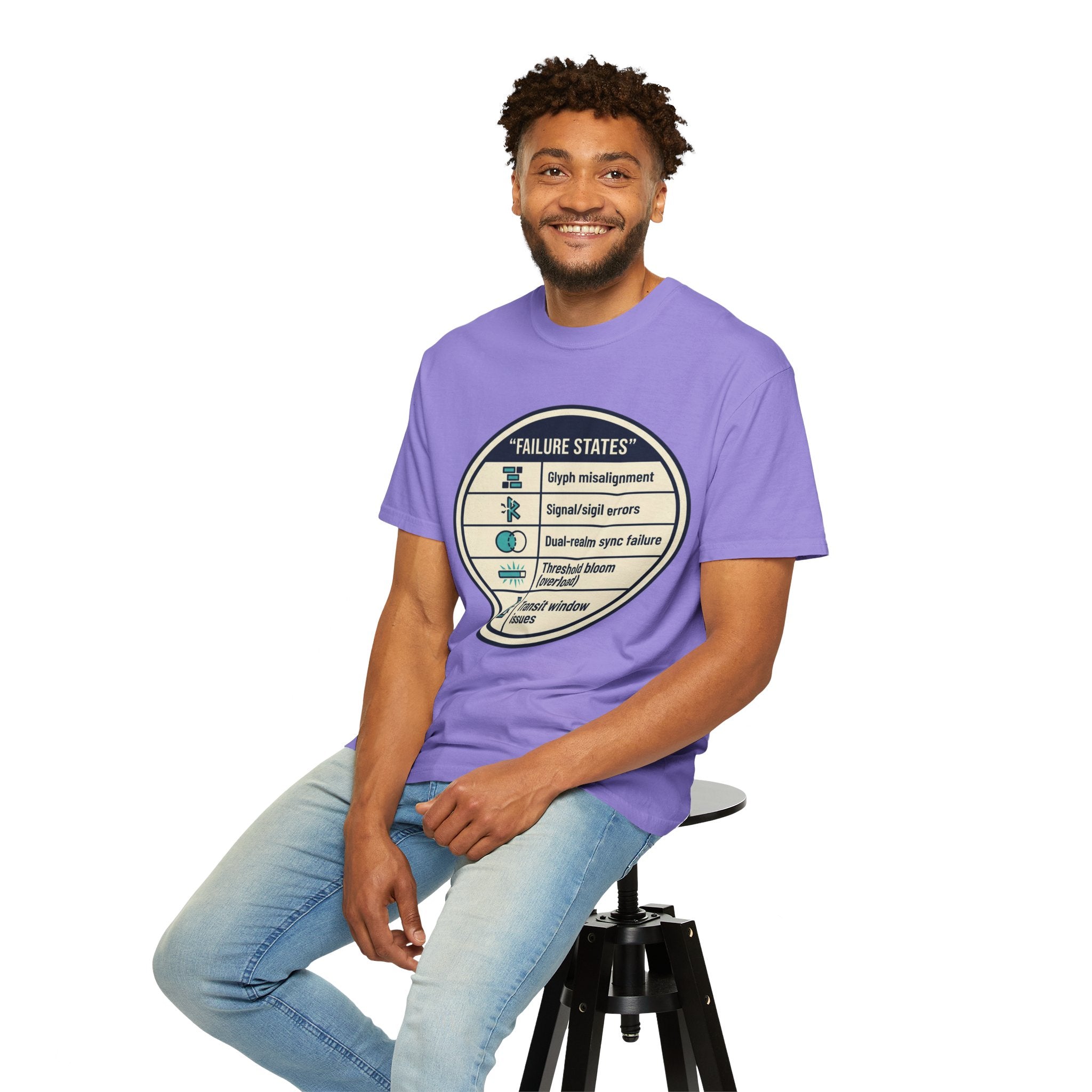 Power Runs Black PRB Failure States T-Shirt — Sci‑Fi Status Badge Graphic Tee by Printify