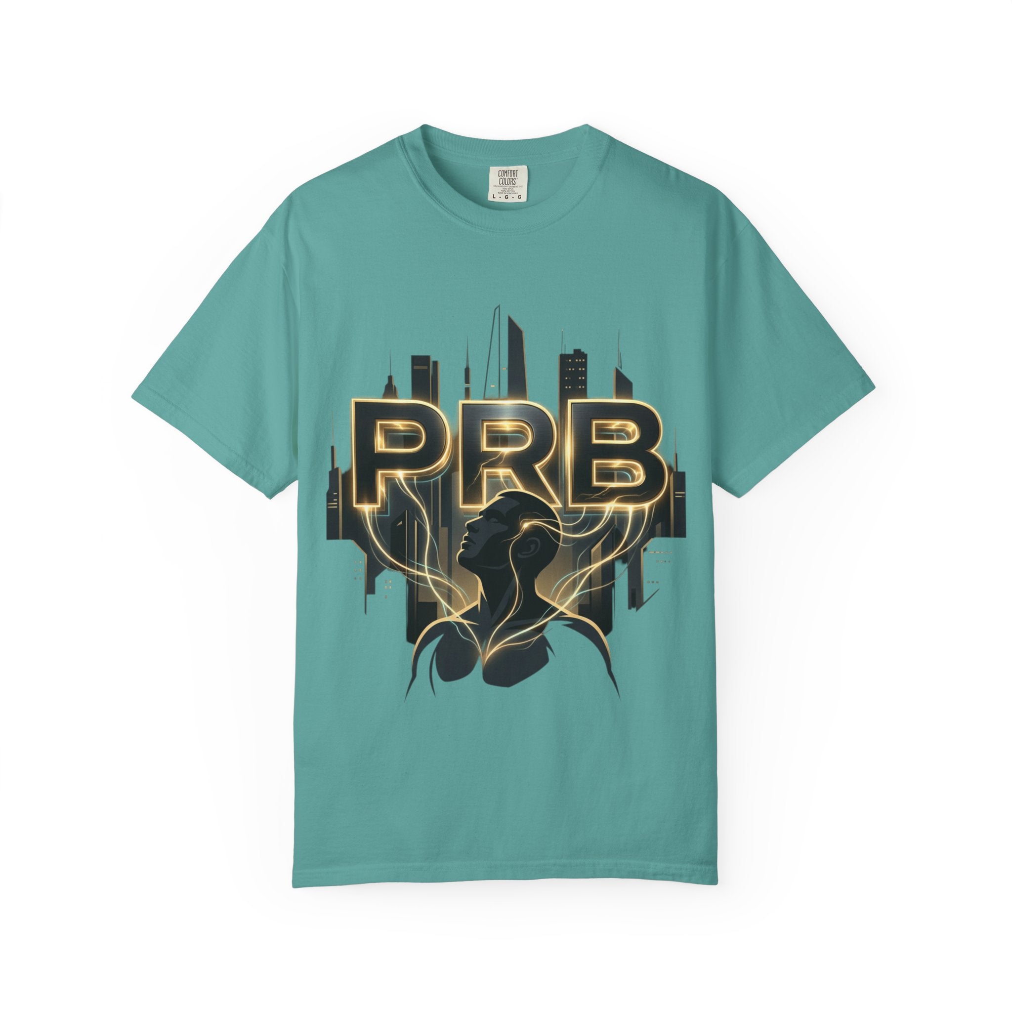 PRB Cityscape Graphic T-Shirt | Black & Gold Urban Streetwear Tee by Printify