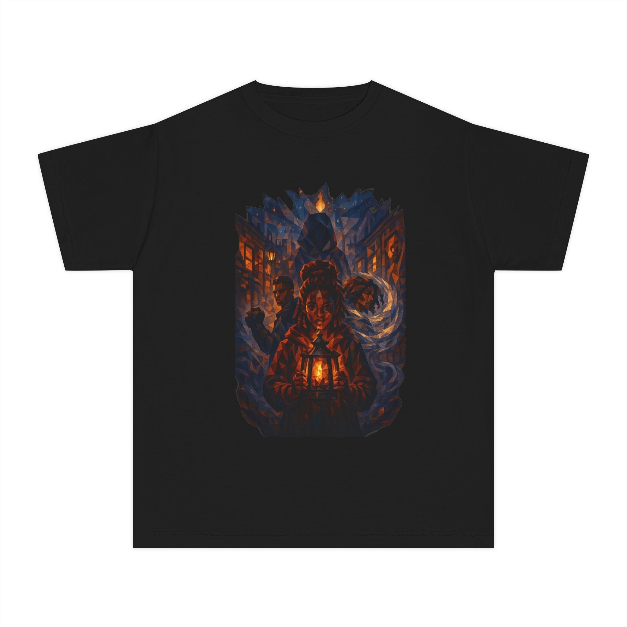 Power Runs Black PRB Youth Tee - Haunted Lantern Fantasy Forest Graphic by Power Runs Black