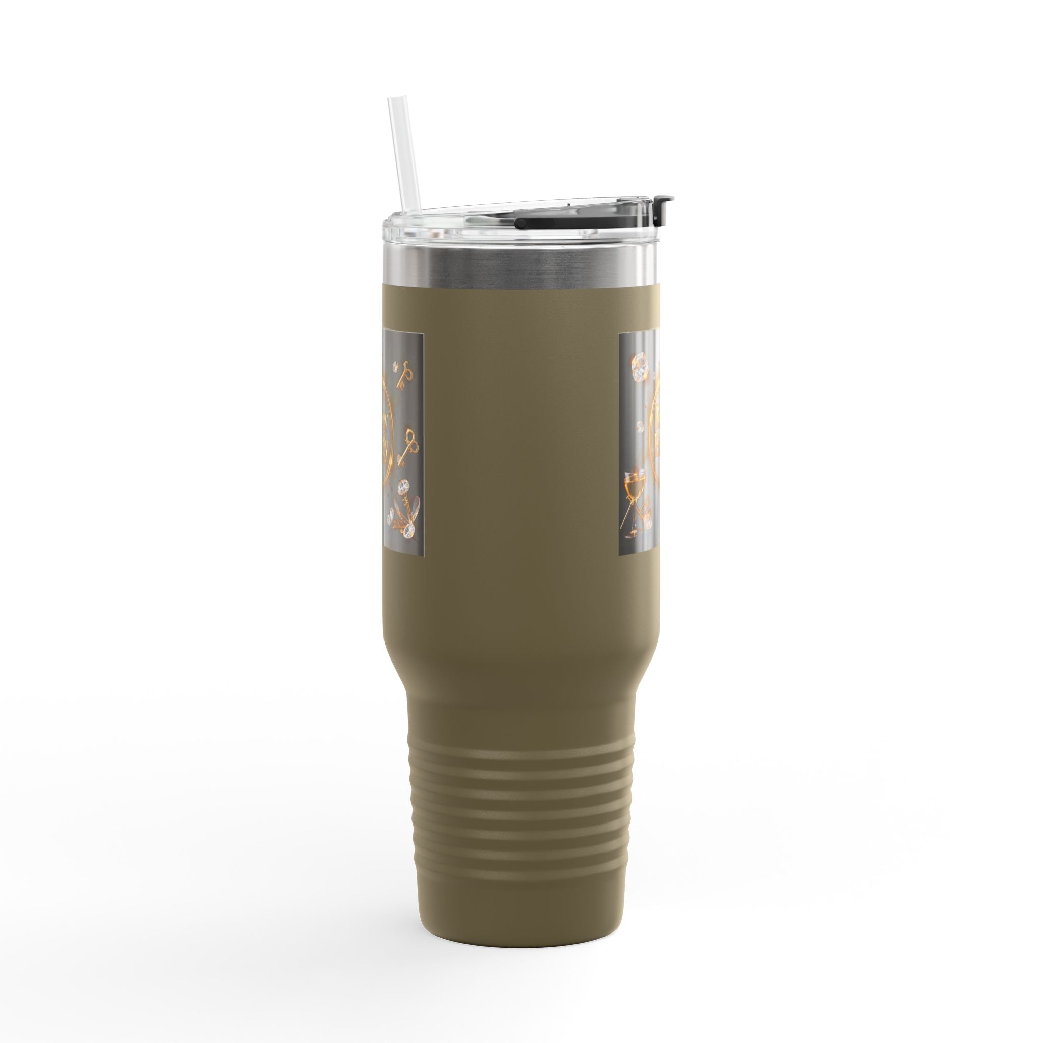 PRB 40oz Insulated Travel Mug — "Money Energy" Motivational Design by Printify