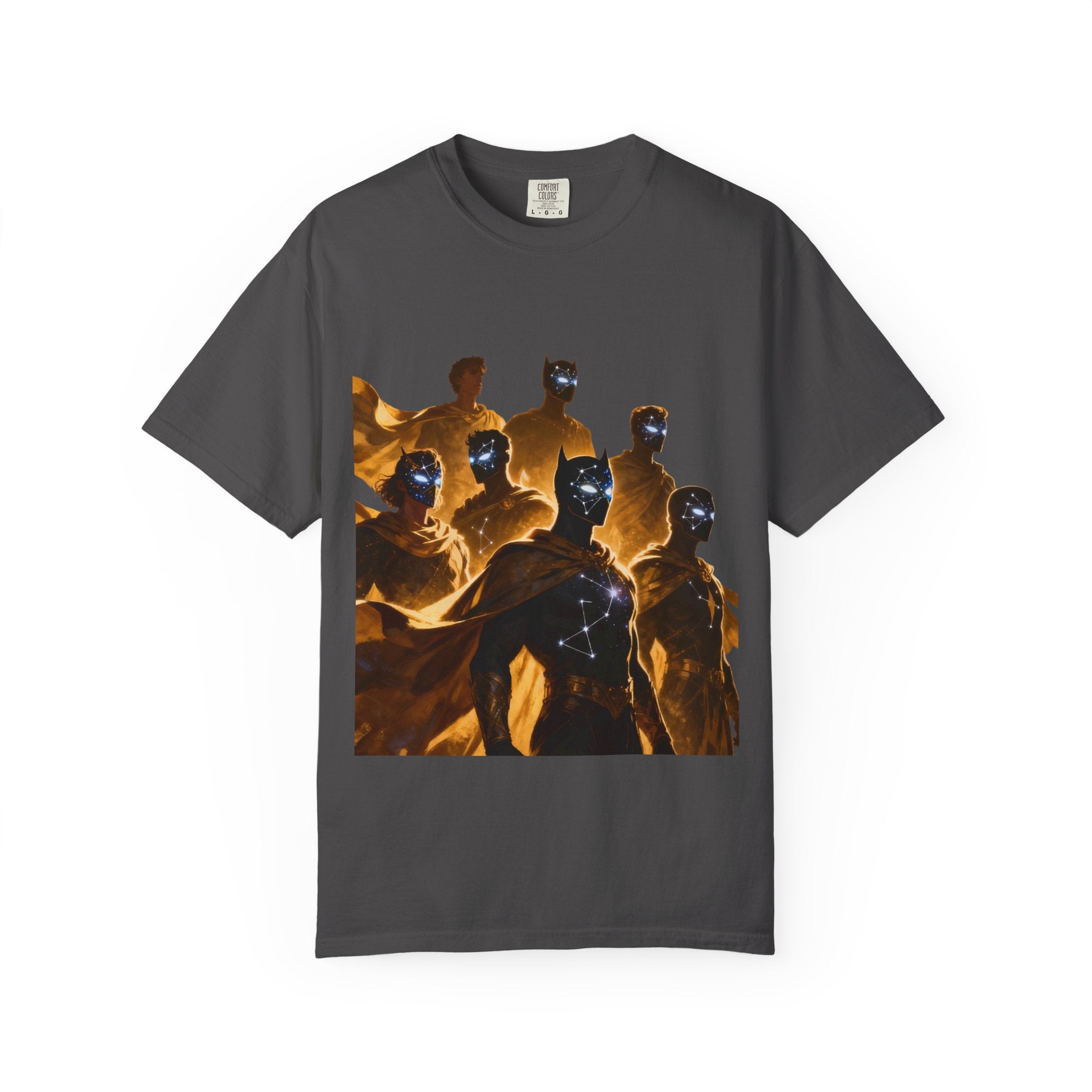 PRB Cosmic Heroes Graphic Tee (Golden Cloaks & Starry Faces) by Printify