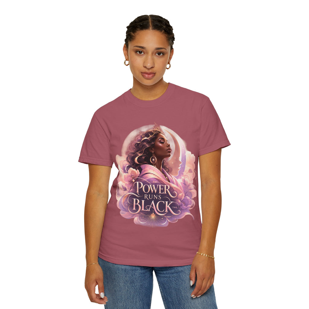 Power Runs Black graphic tee | Black woman portrait, Afro empowerment shirt by Power Runs Black