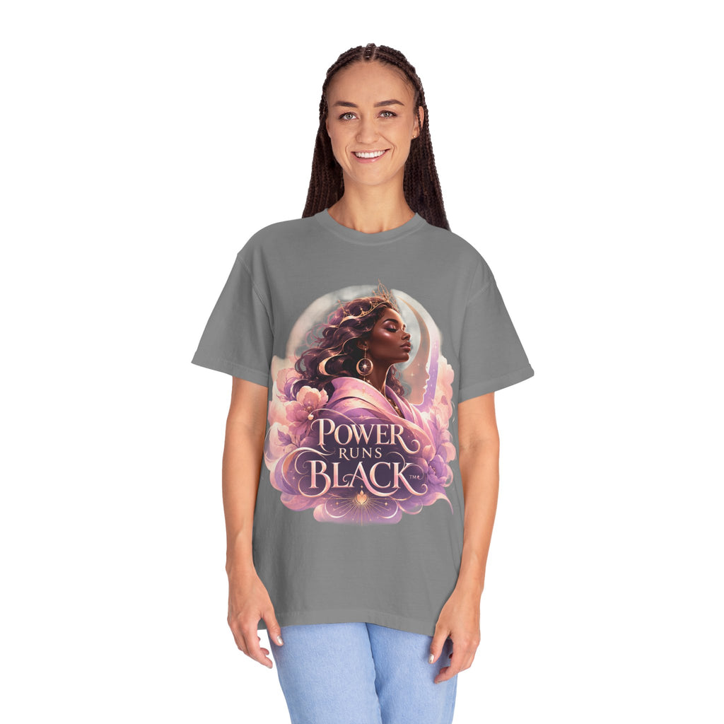 Power Runs Black graphic tee | Black woman portrait, Afro empowerment shirt by Power Runs Black