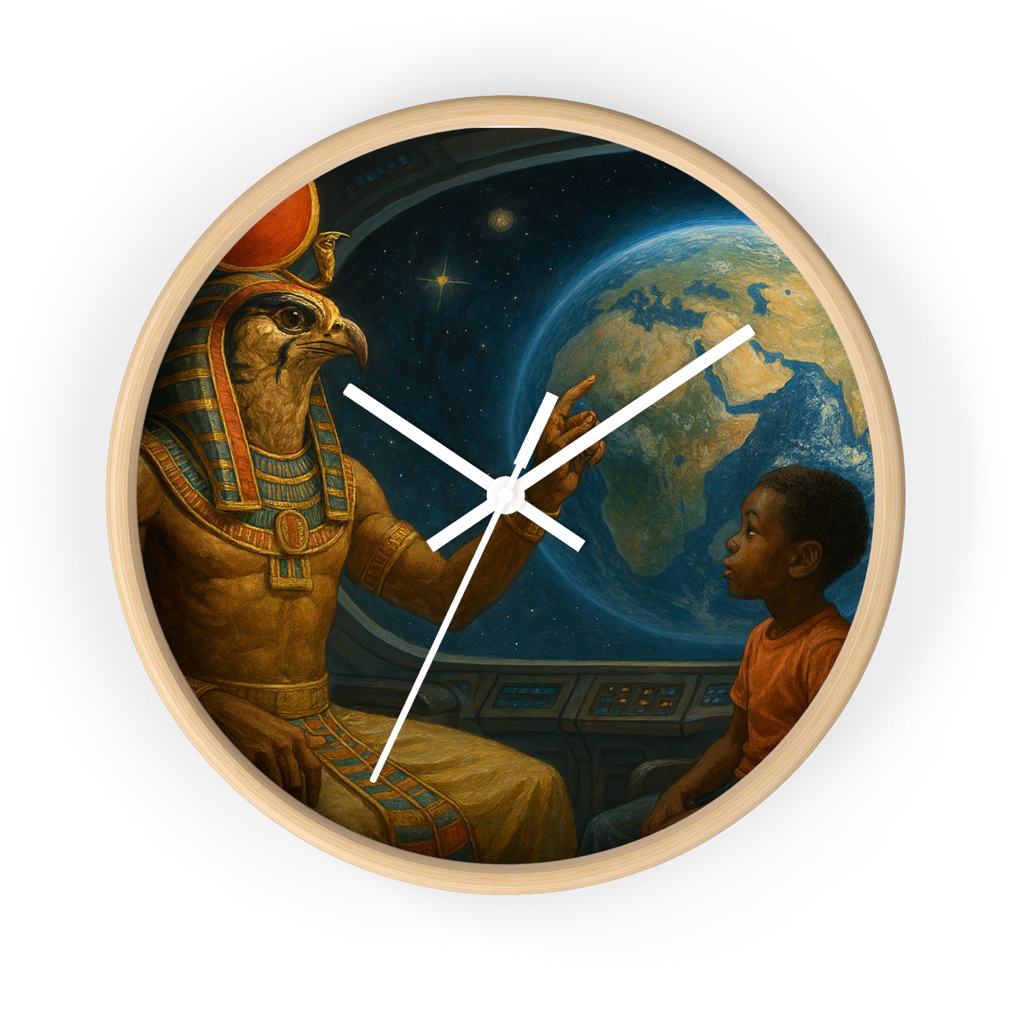 Power Runs Black PRB PRB Egyptian God Horus Wall Clock — Child & World Fantasy Space Art by Printify