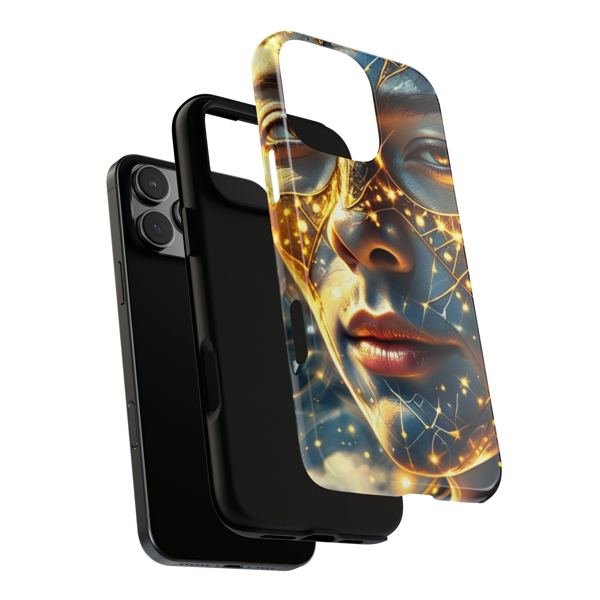 PRB Galactic Portrait Tough Case | Cosmic Face Phone Case, Starry Nebula Design by Power Runs Black