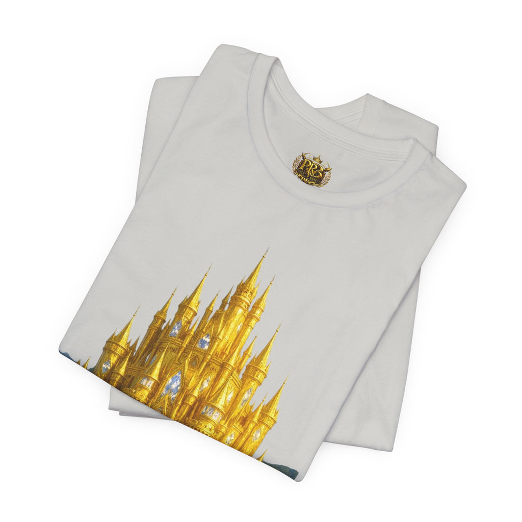 PRB Golden Fantasy Castle Tee | Magical Kingdom Illustration, Fairytale Scene by Printify