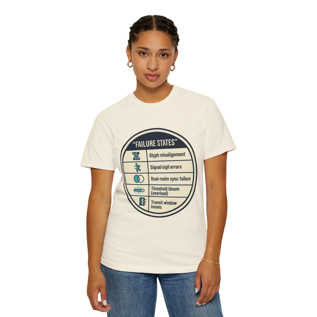 Power Runs Black PRB Failure States T-Shirt — Sci‑Fi Status Badge Graphic Tee by Power Runs Black