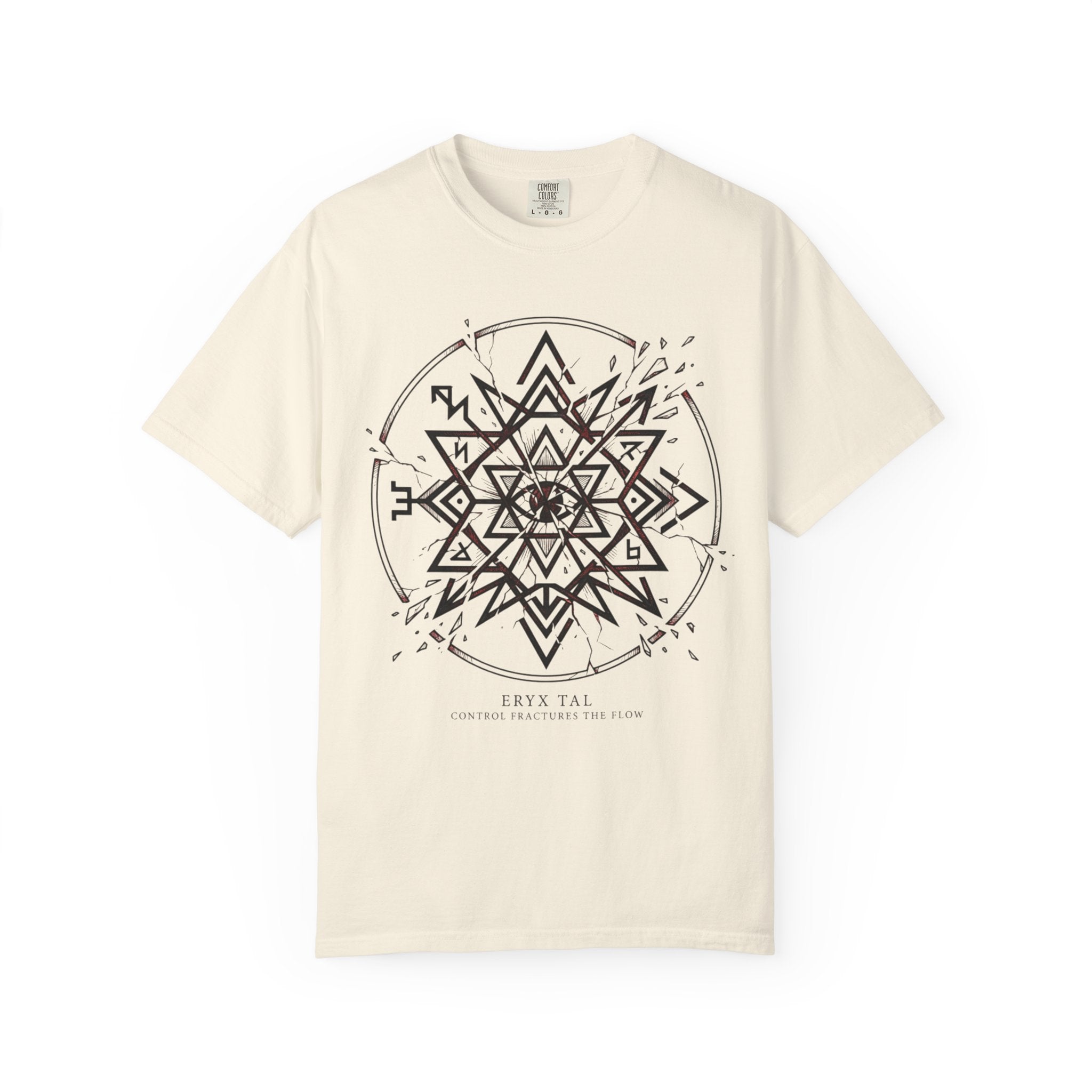 Power Runs Black PRB Eryx Tal Geometric Mandala T-Shirt — Symmetric Star Graphic Tee by Power Runs Black