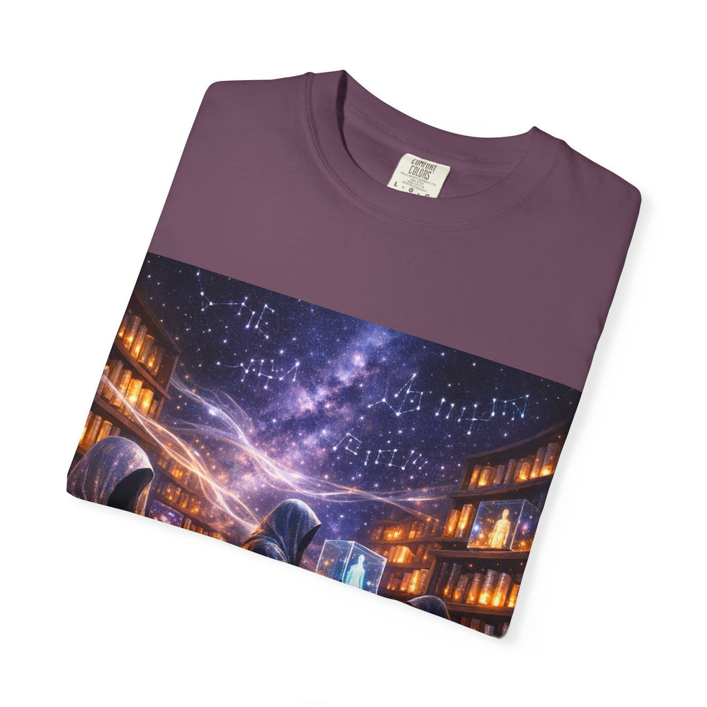 PRB Mystic Library Wizards T-Shirt — Cosmic Sorcerer Art Tee by Power Runs Black