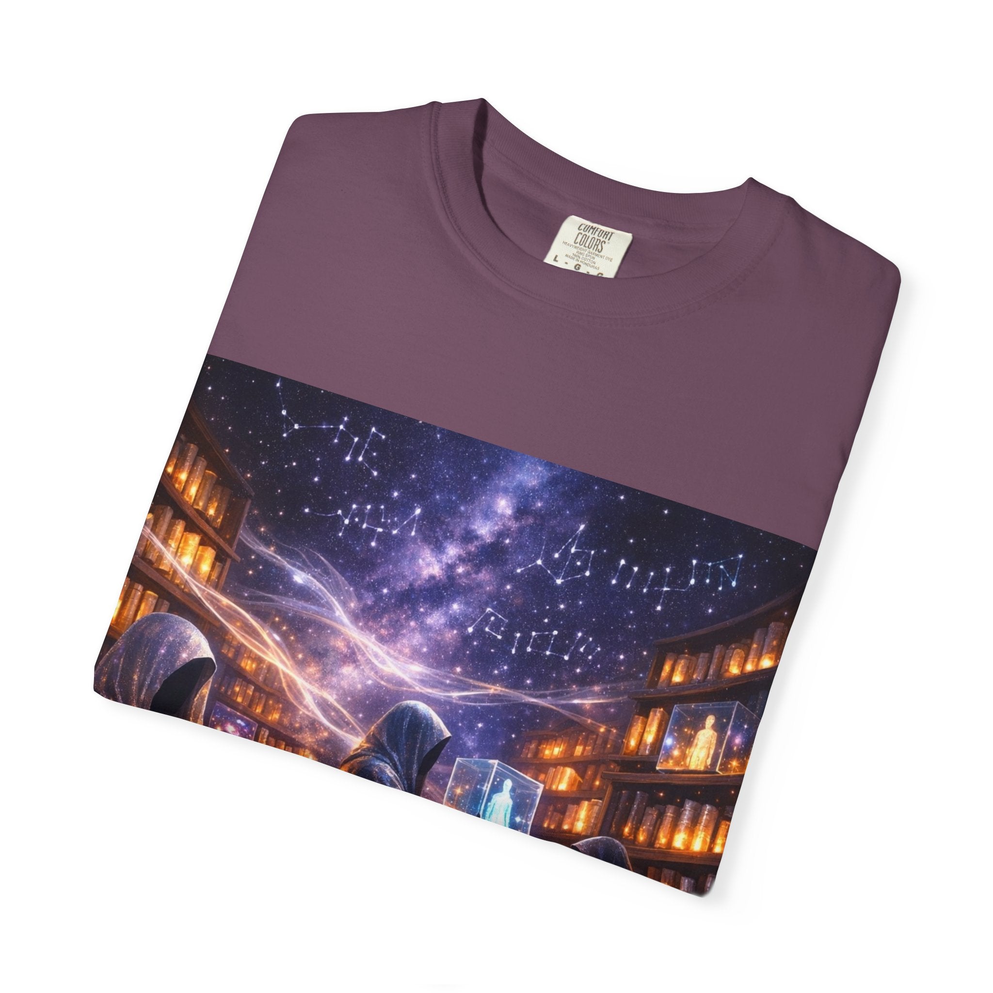 PRB Mystic Library Wizards T-Shirt — Cosmic Sorcerer Art Tee by Power Runs Black