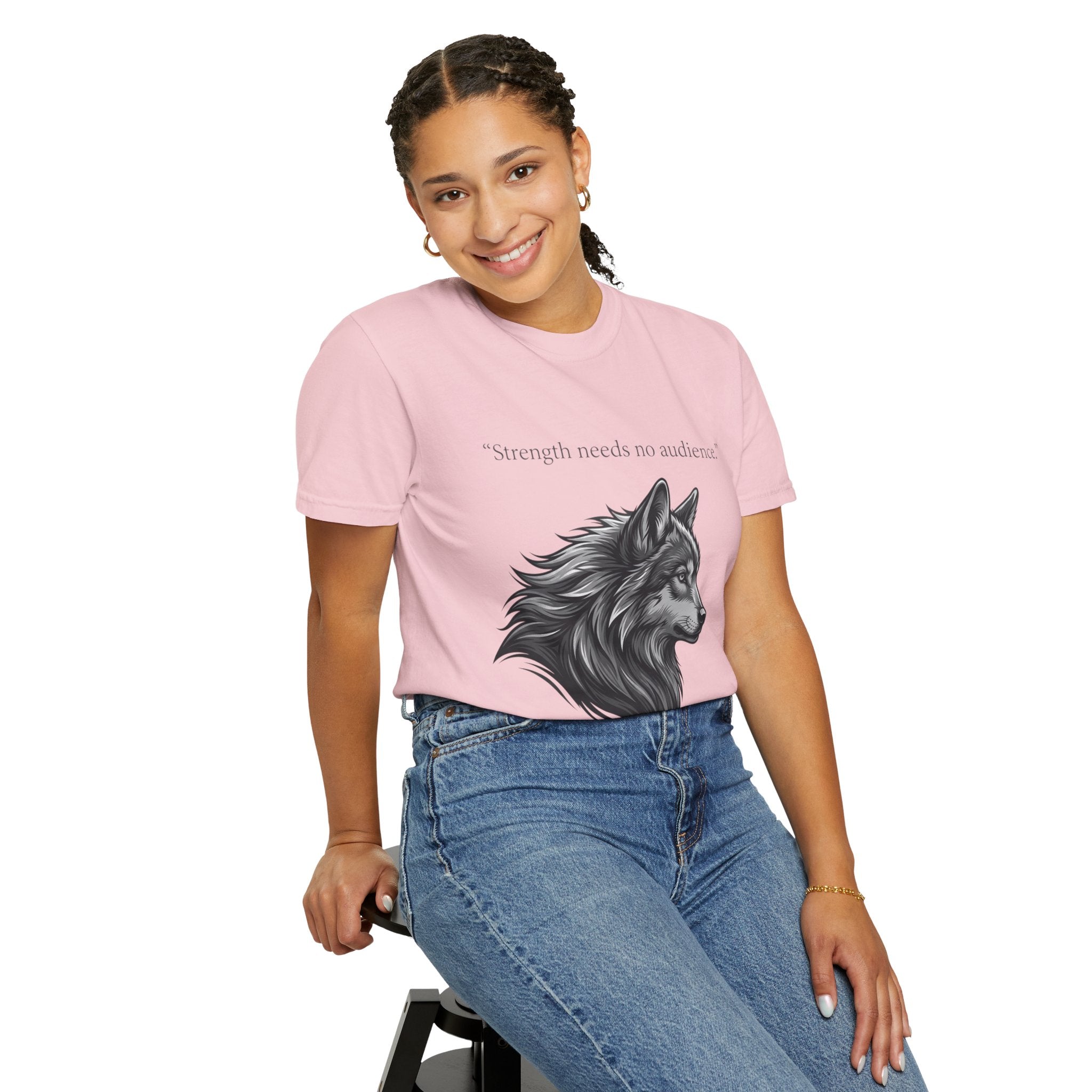 PRB Wolf Head T-Shirt — "Strength needs no audience" Inspirational Graphic Tee by Printify