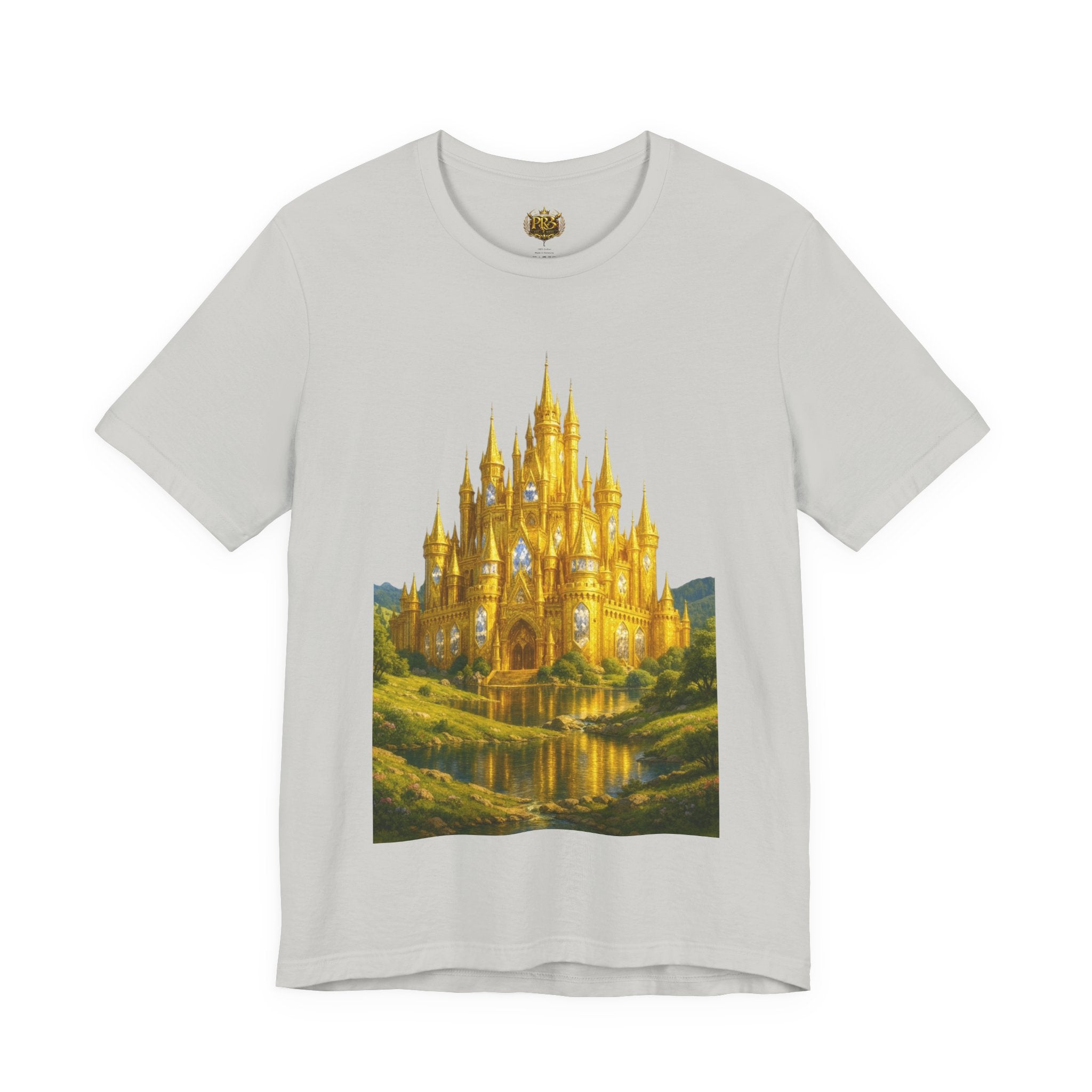 PRB Golden Fantasy Castle Tee | Magical Kingdom Illustration, Fairytale Scene by Printify