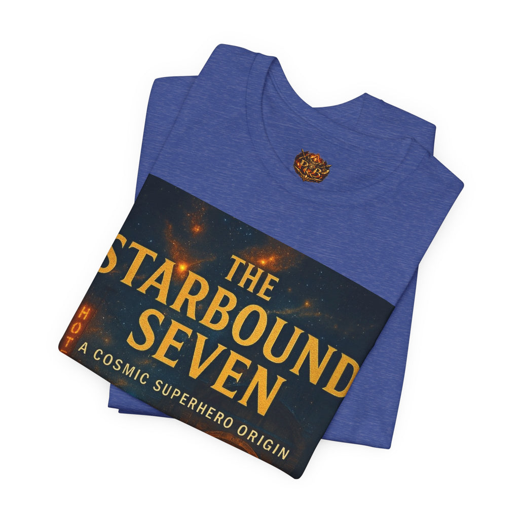 Power Runs Black PRB The Starbound Seven Tee – Retro Cosmic Superhero Poster Shirt by Power Runs Black