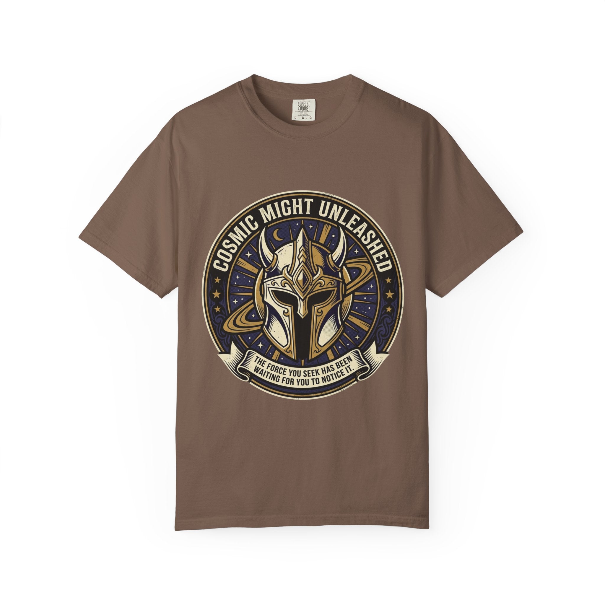 PRB Starforged Flex Cosmic Might Unleashed T-Shirt — Mythic Helmet Graphic Tee by Power Runs Black