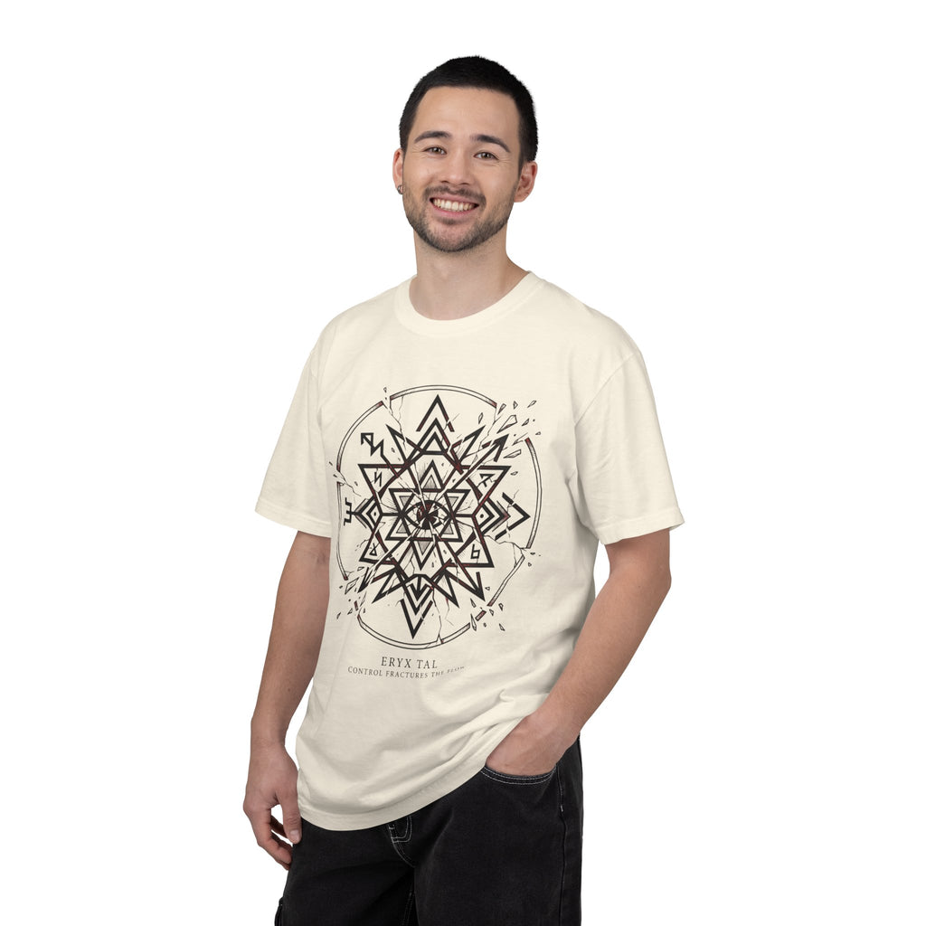 Power Runs Black PRB Eryx Tal Geometric Mandala T-Shirt — Symmetric Star Graphic Tee by Power Runs Black