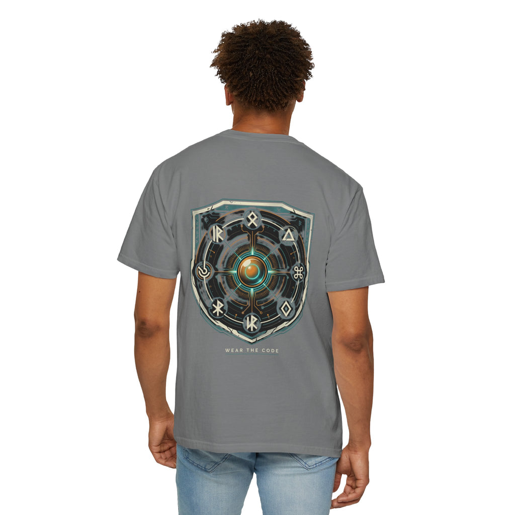 Power Runs Black PRB "Wear The Code" Mystic Shield T-Shirt — Geometric Sigil Graphic Tee by Printify