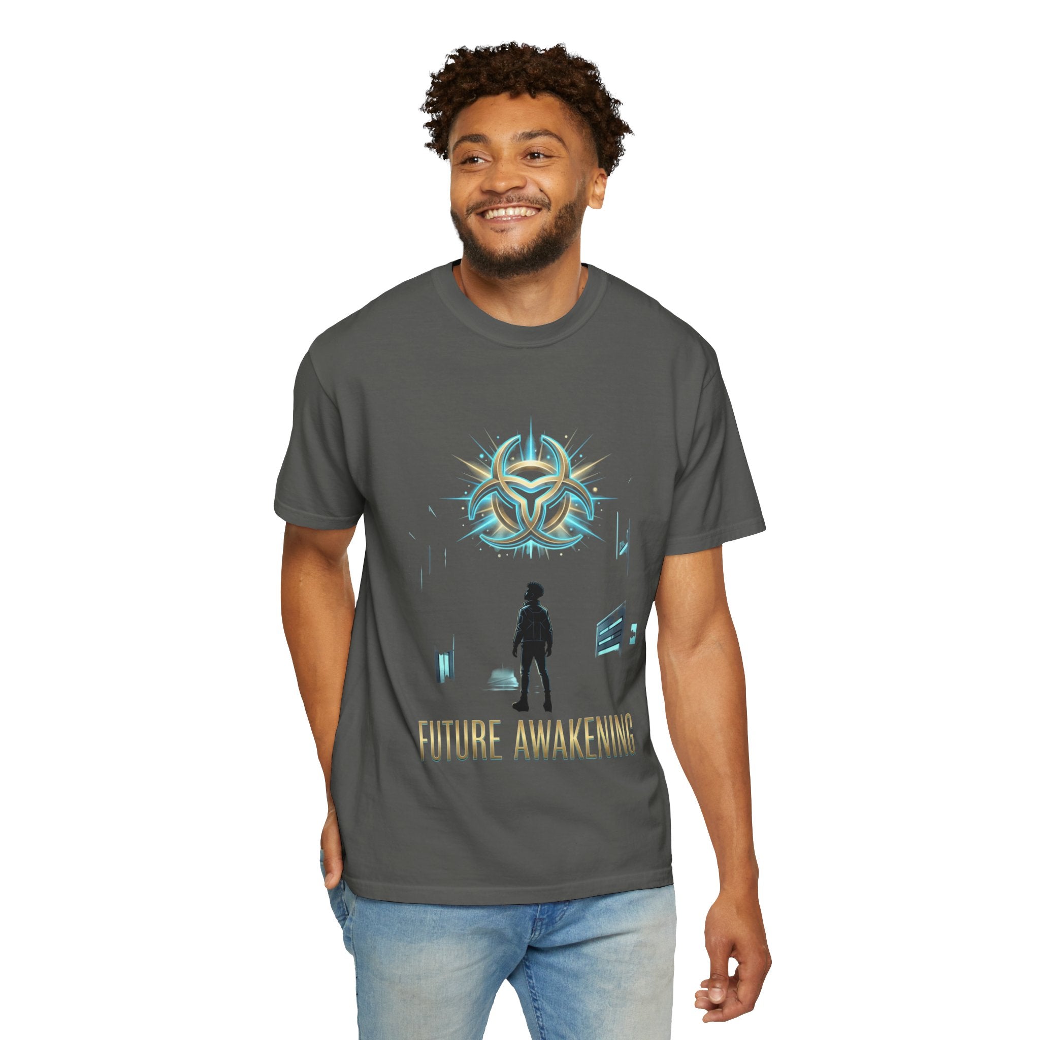 PRB Future Awakening T-Shirt | Sci-Fi Silhouette Graphic Tee by Printify
