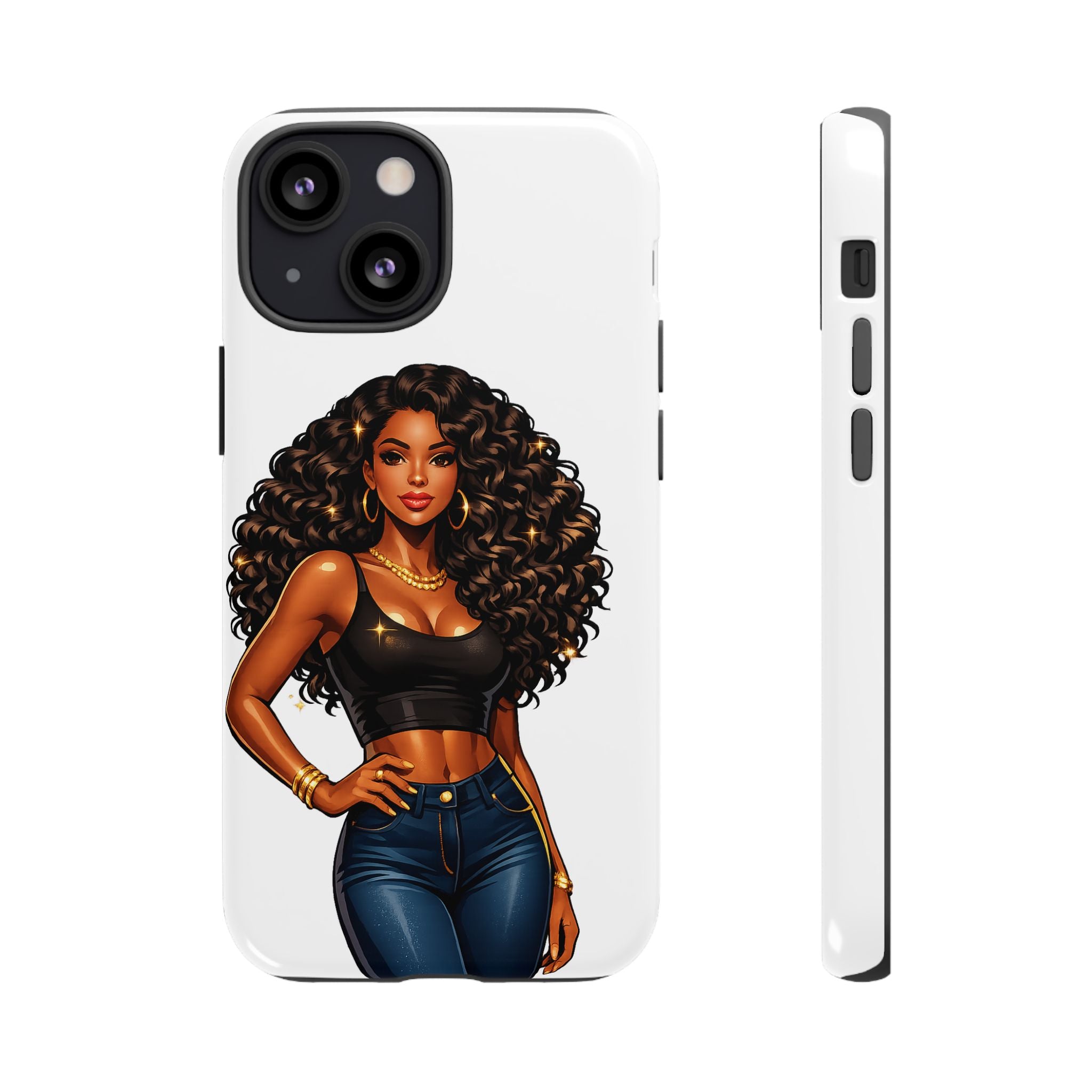 Pretty Rich Bitch by PRB Curly Hair Phone Case by Power Runs Black