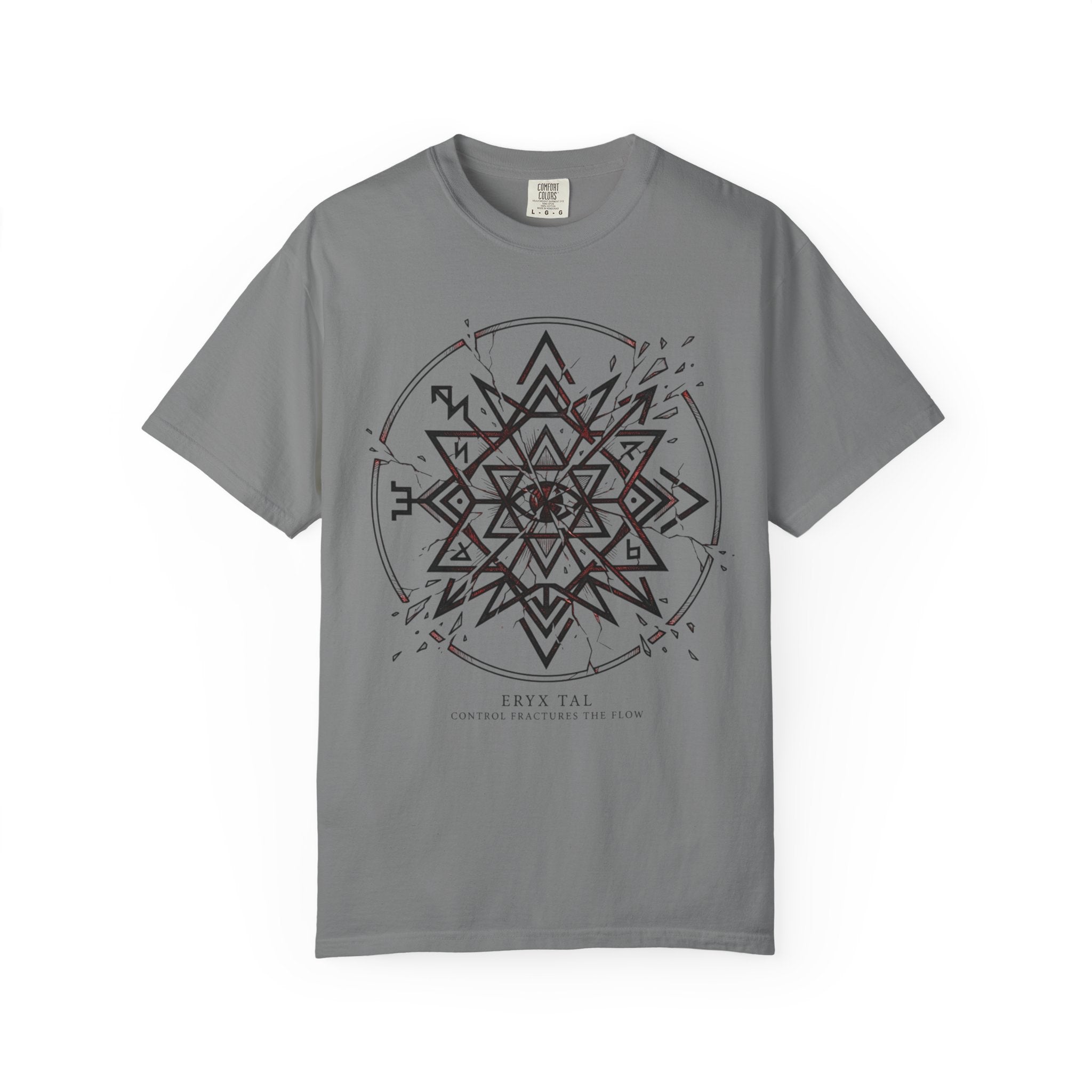 Power Runs Black PRB Eryx Tal Geometric Mandala T-Shirt — Symmetric Star Graphic Tee by Power Runs Black