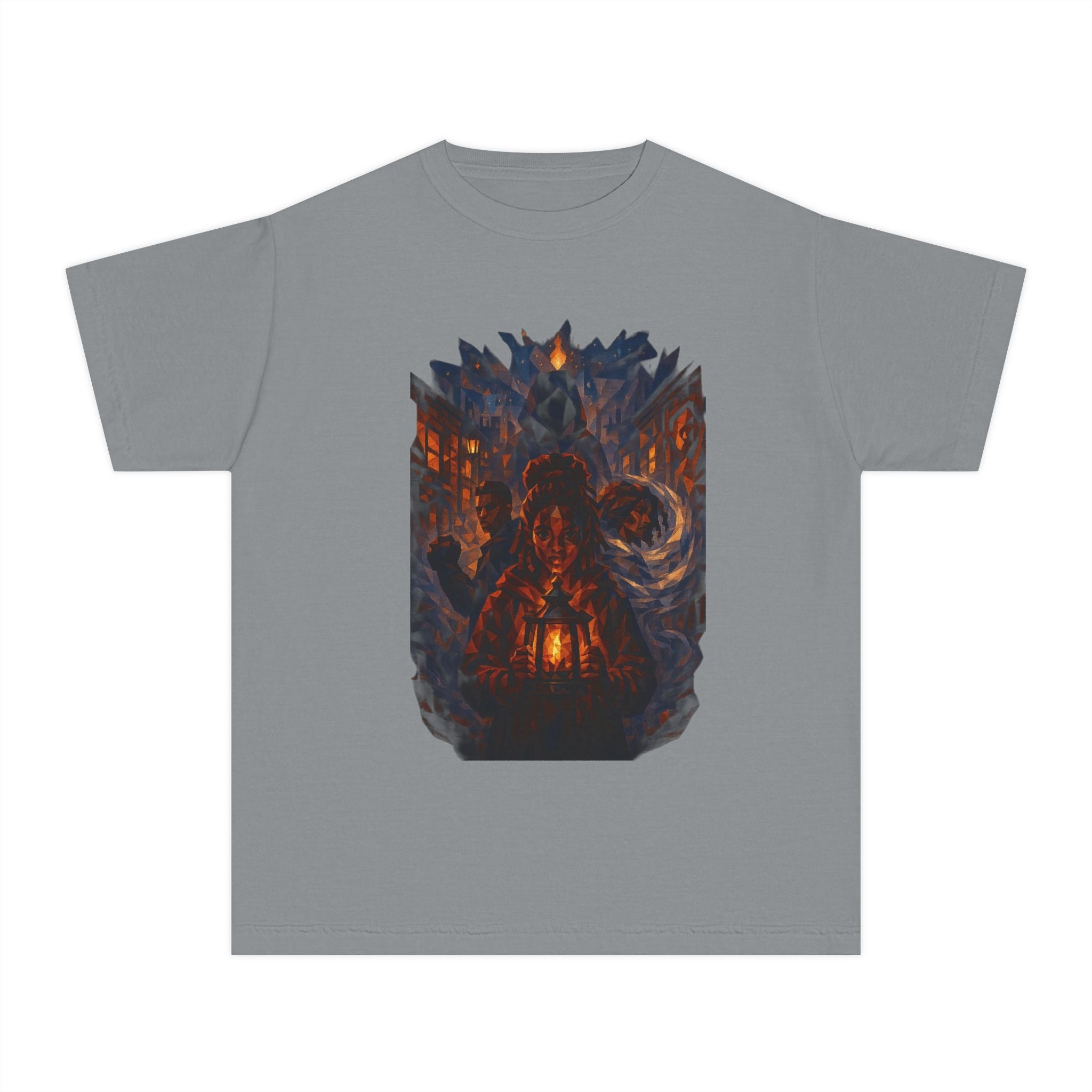 Power Runs Black PRB Youth Tee - Haunted Lantern Fantasy Forest Graphic by Power Runs Black