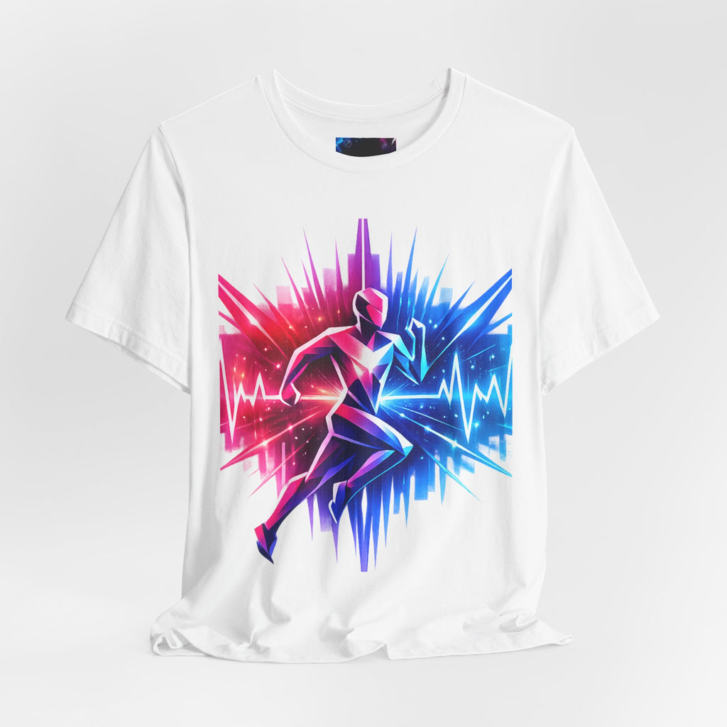 Power Runs Black PRB Running Pulse Graphic Tee — Neon Runner Heartbeat Sports T‑Shirt by Power Runs Black