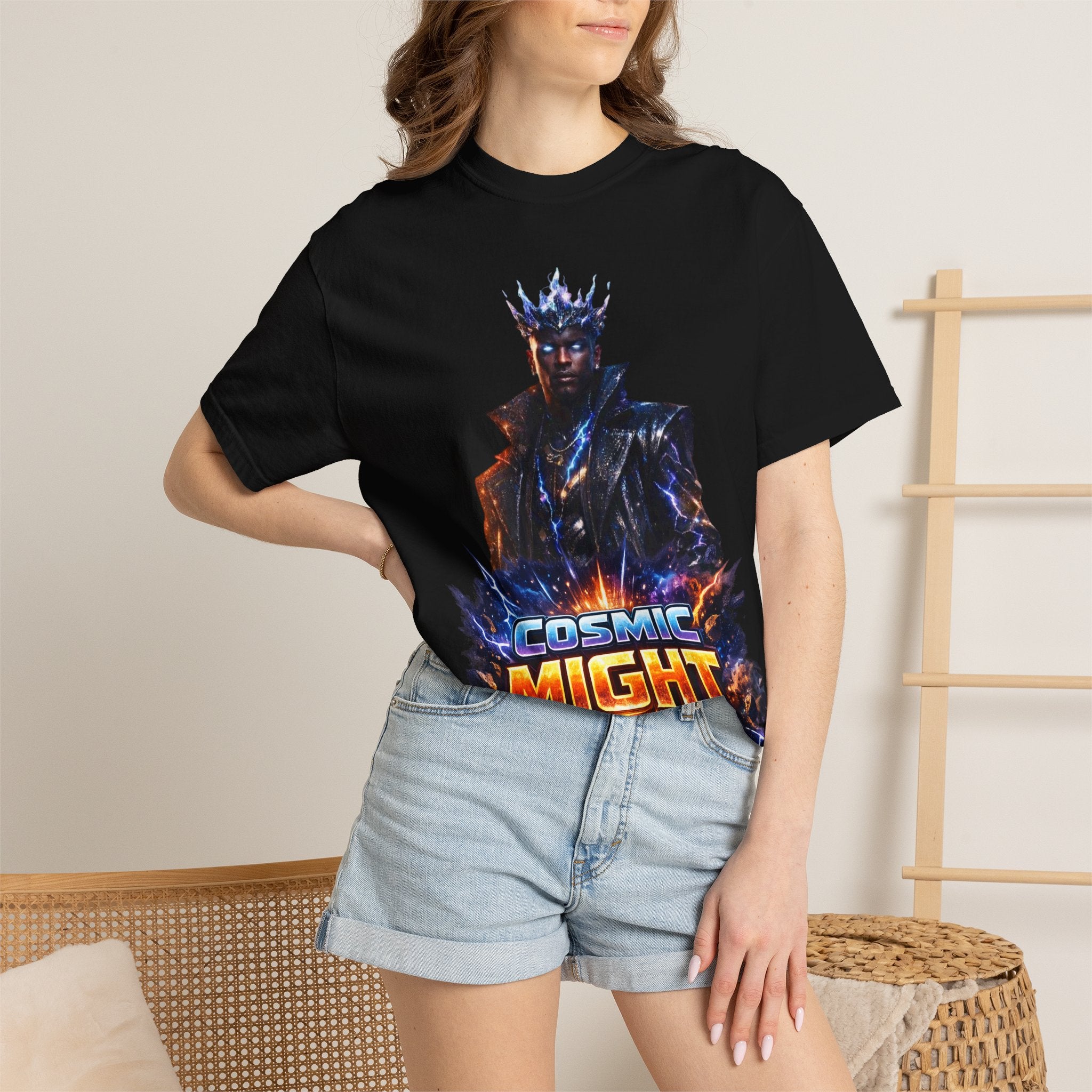 PRB Cosmic Might Unleashed T-shirt | Space Warrior Graphic Tee by Power Runs Black